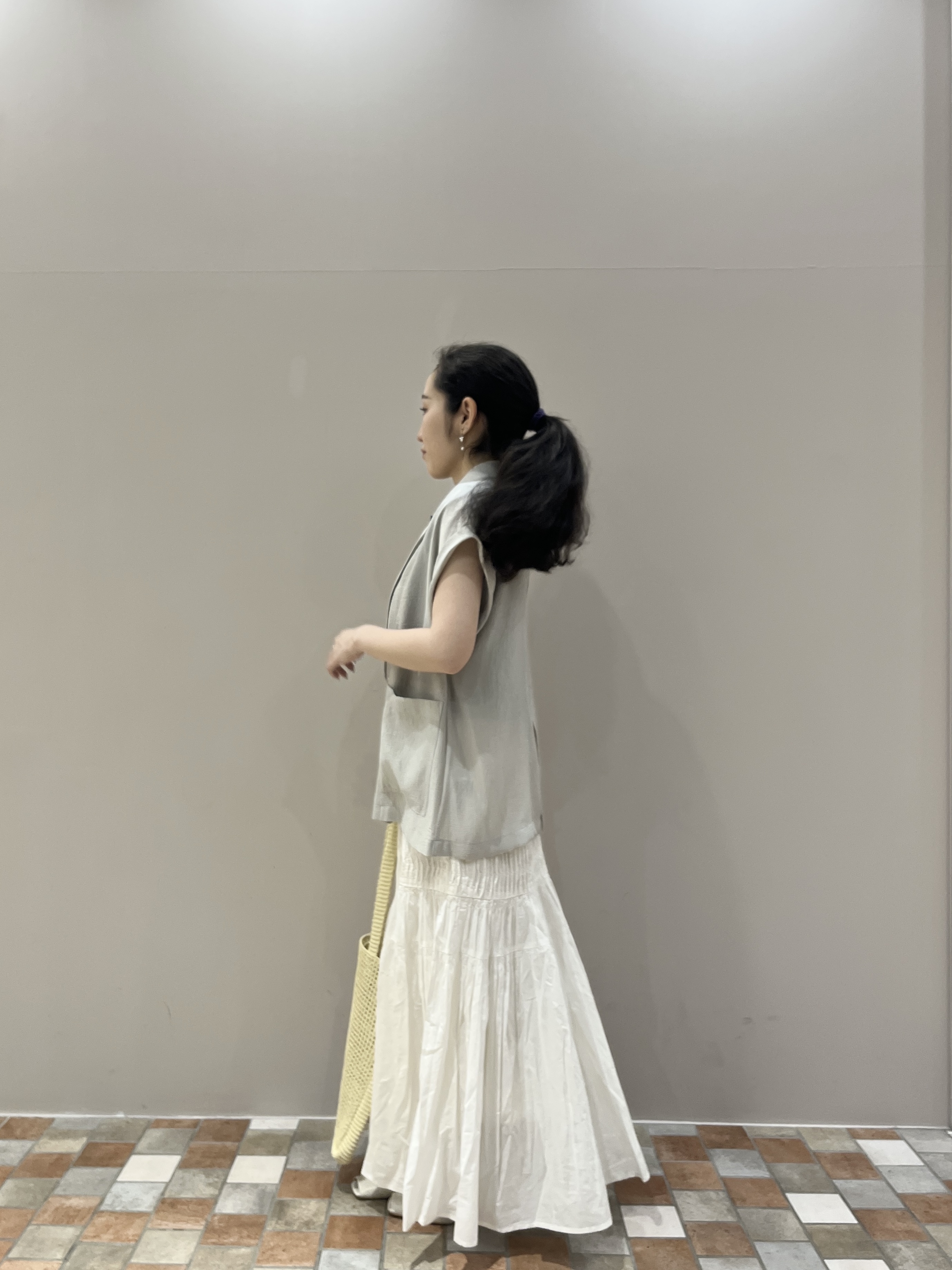 Uminoさんの「INDIVI｜ワッシャーシアー半袖ダブルジャケット」を使ったコーディネート