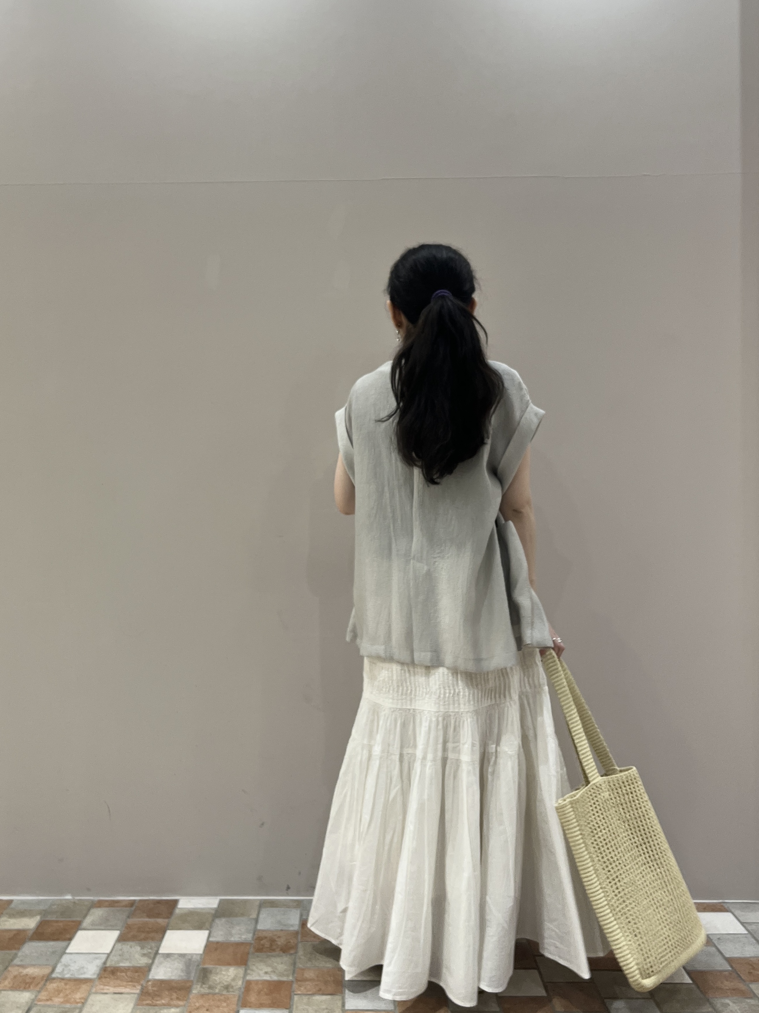 Uminoさんの「INDIVI｜ワッシャーシアー半袖ダブルジャケット」を使ったコーディネート