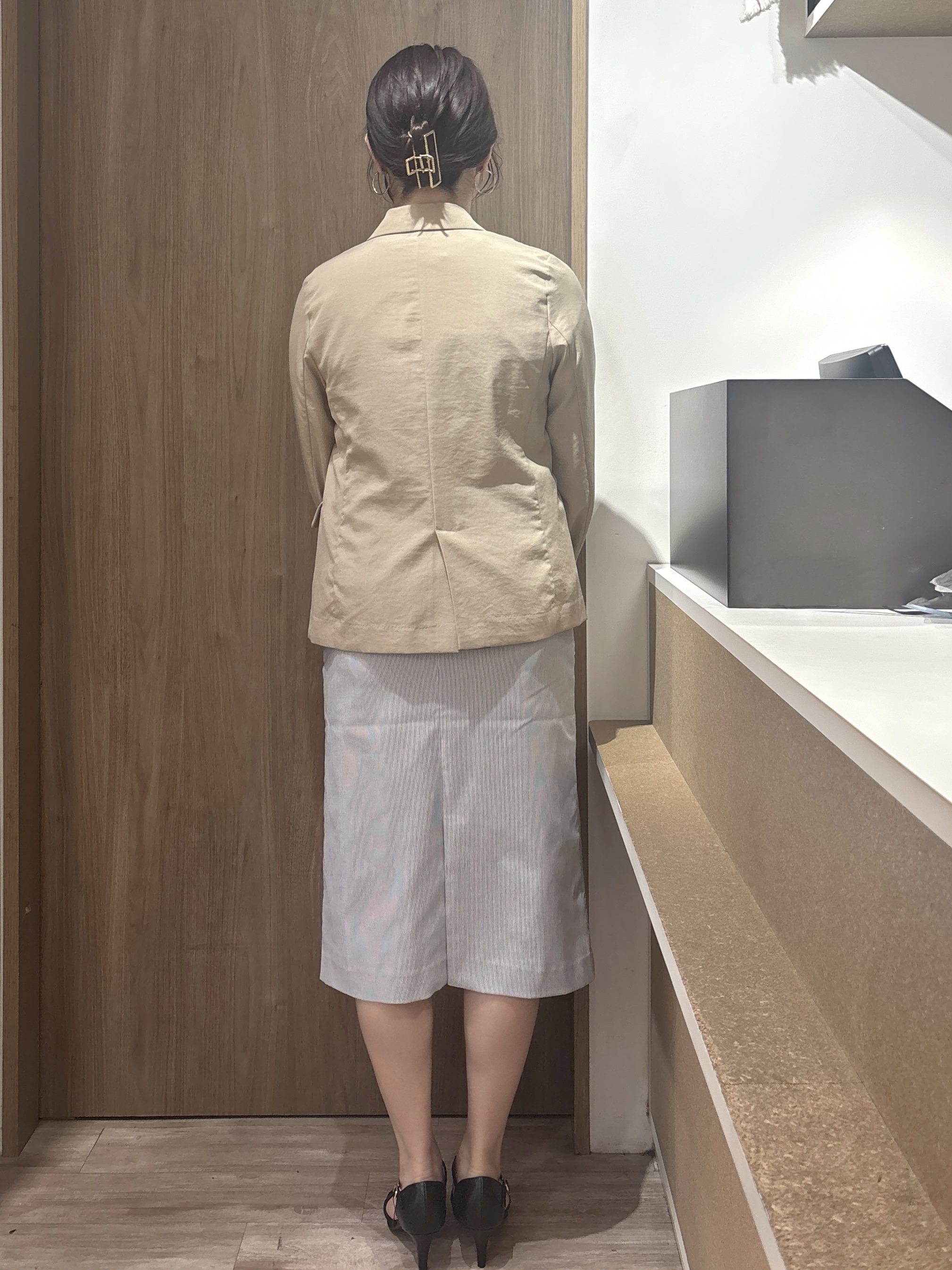 このかさんの「index｜《再入荷》ダブルブレストテーラードジャケット【接触冷感／吸水速乾／イージーアイロン／防シワ／洗濯機O」を使ったコーディネート