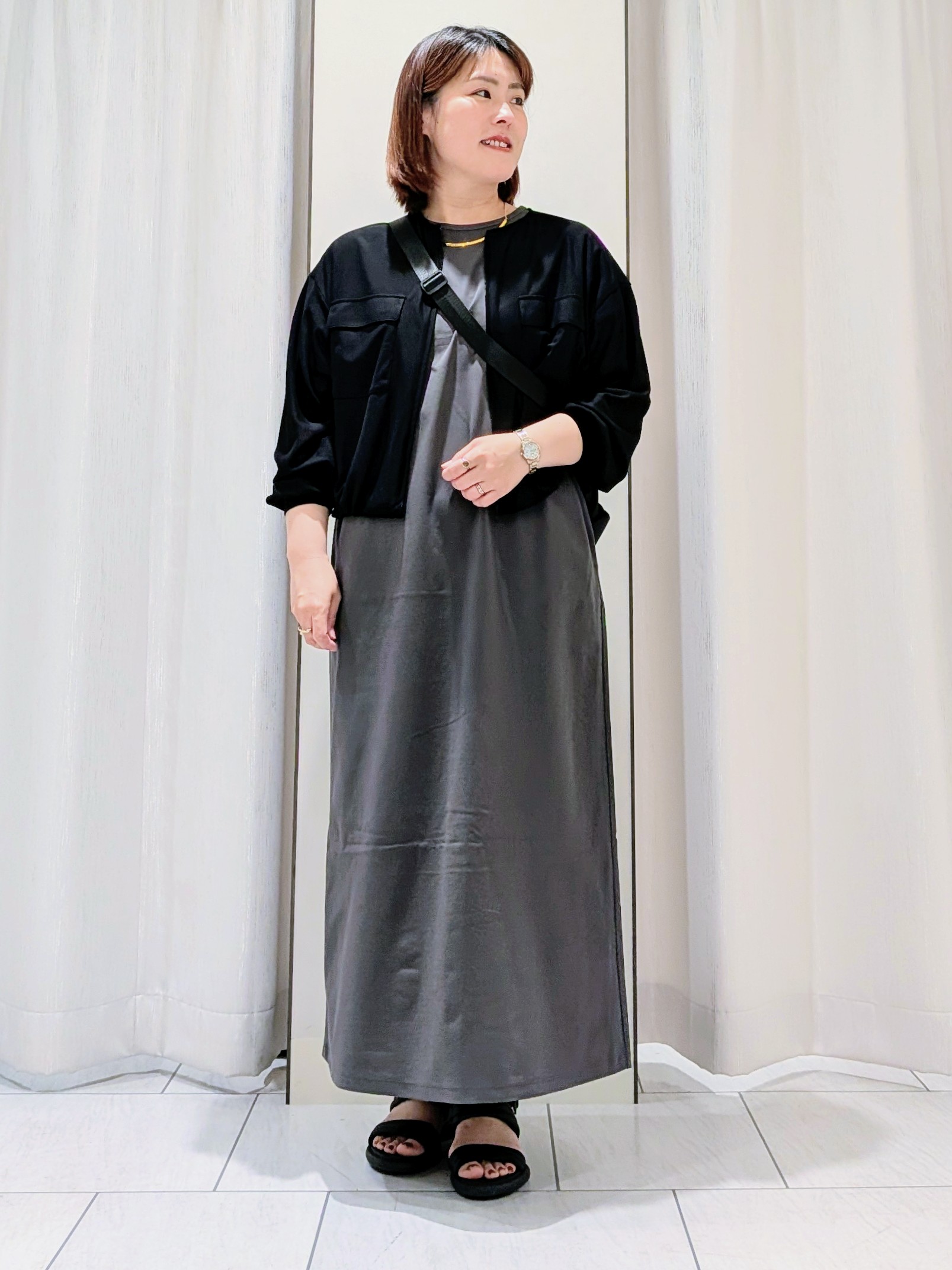 Onumaさんの「UNTITLED｜【接触冷感/UVカット/遮熱/抗菌防臭】ライトプレーティングワンピース」を使ったコーディネート