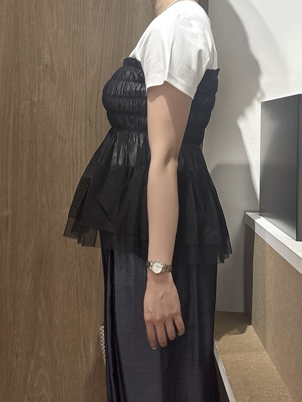 このかさんの「index｜チュールペプラムトップス【洗濯機OK／接触冷感／UVケア】」を使ったコーディネート