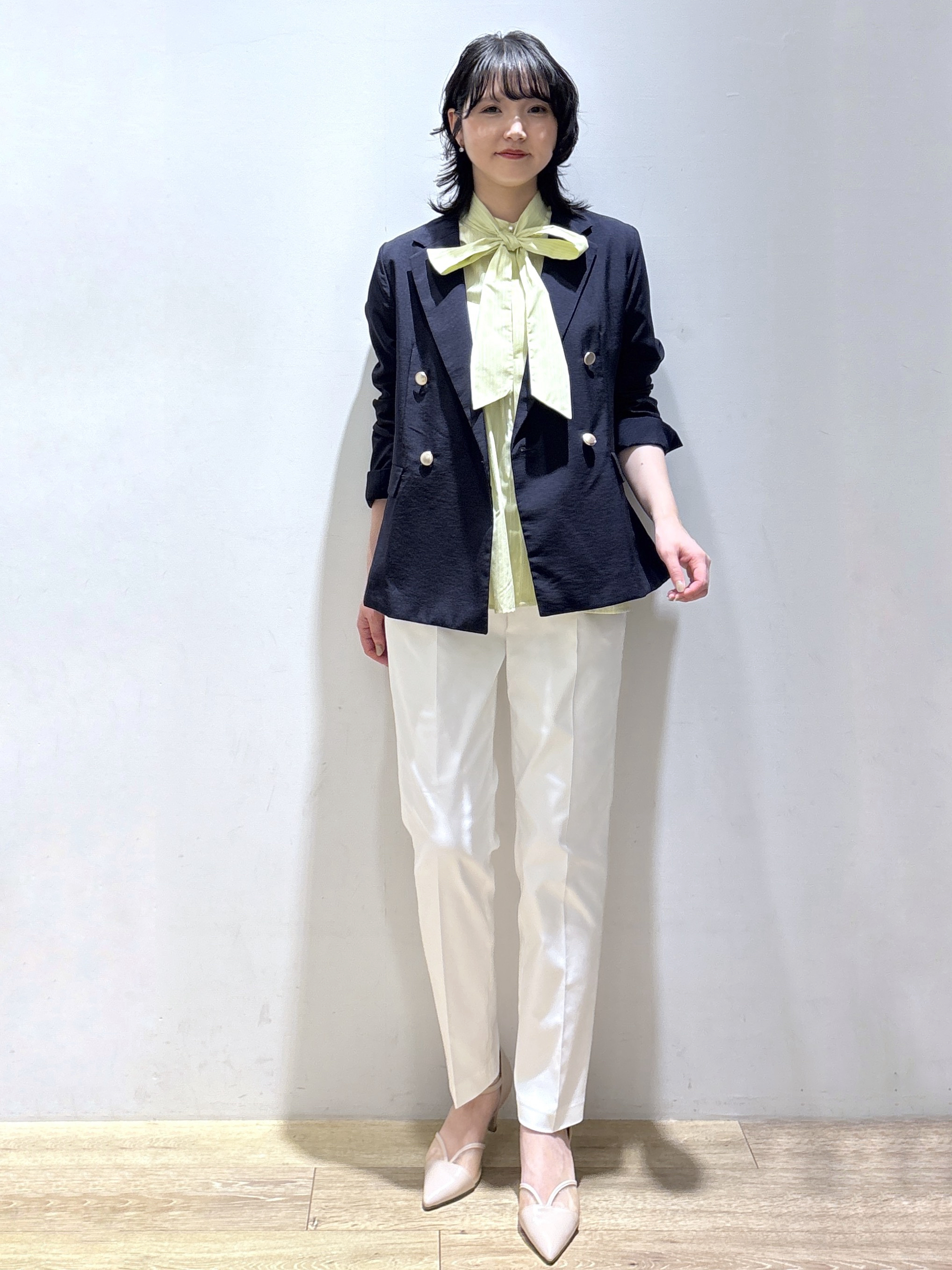 mizukiさんの「index｜《再入荷》ダブルブレストテーラードジャケット【接触冷感／吸水速乾／イージーアイロン／防シワ／洗濯機O」を使ったコーディネート