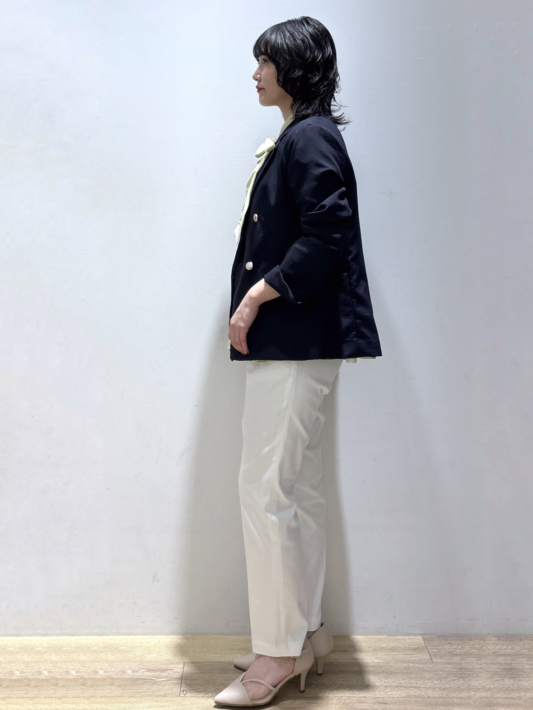 mizukiさんの「index｜《再入荷》ダブルブレストテーラードジャケット【接触冷感／吸水速乾／イージーアイロン／防シワ／洗濯機O」を使ったコーディネート