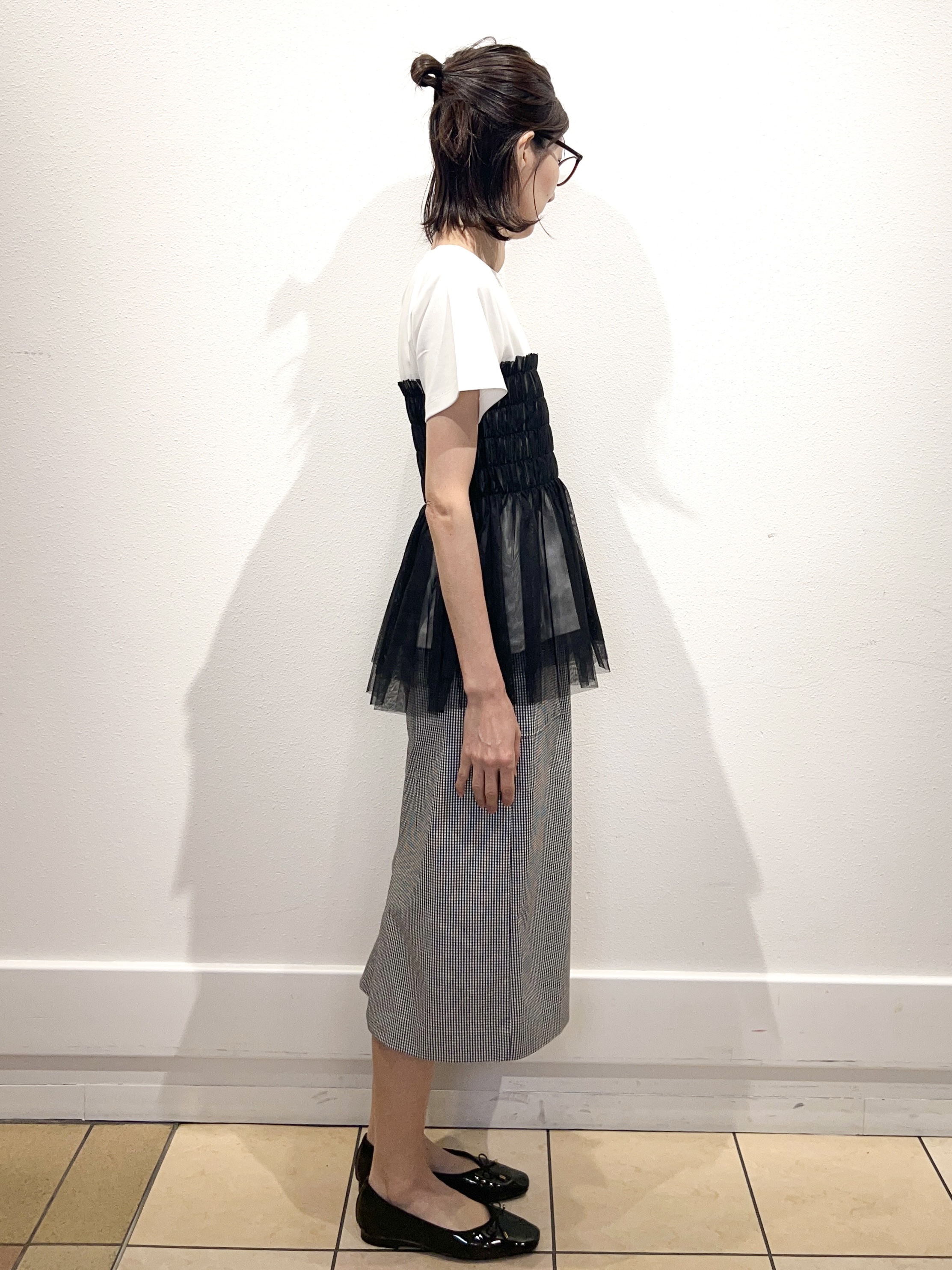 ももちぃさんの「index｜チュールペプラムトップス【洗濯機OK／接触冷感／UVケア】」を使ったコーディネート