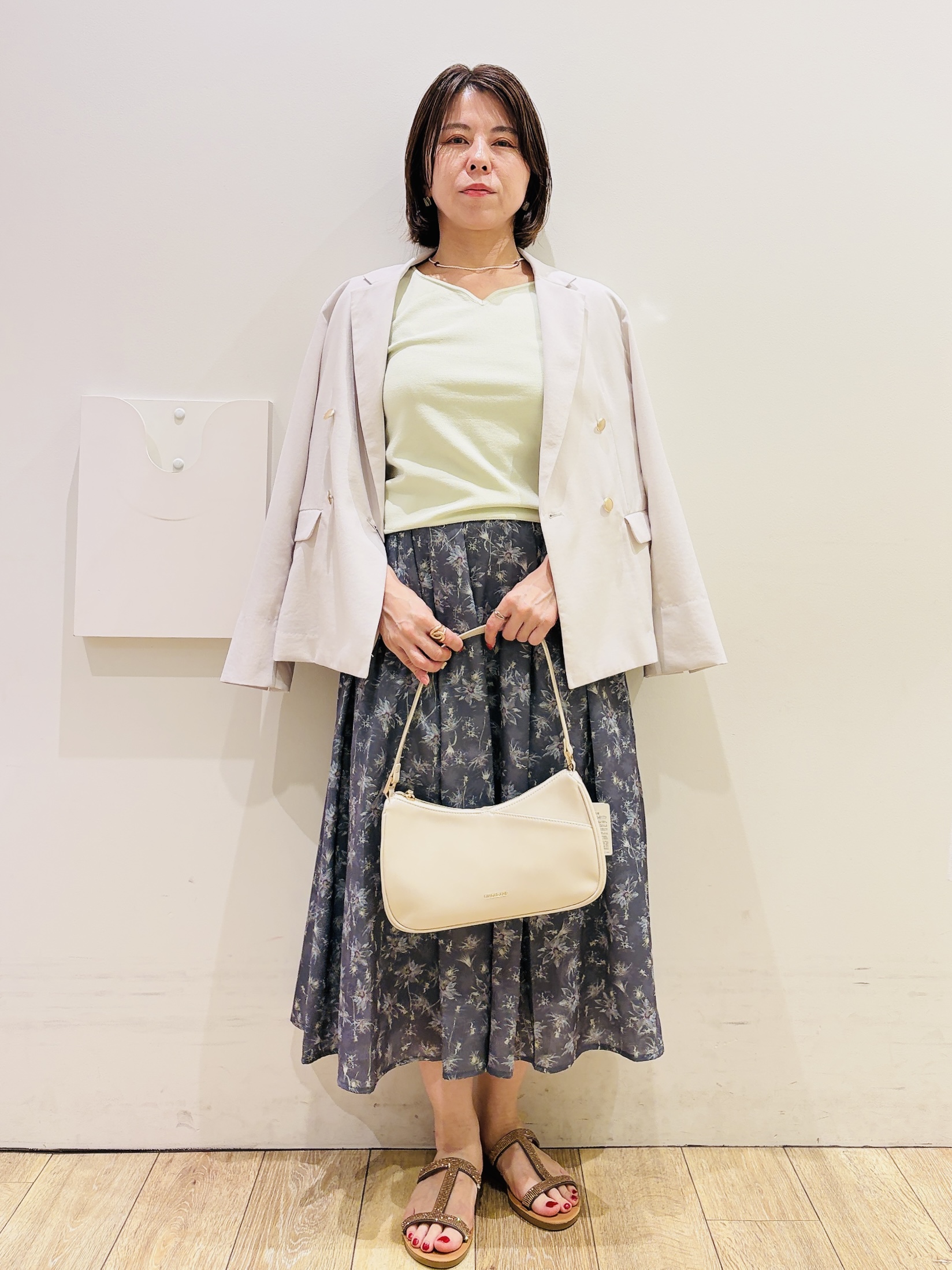 YUKOさんの「index｜【UVケア】レーススリーブハートネックニット《洗濯機OK／抗ピル／XS～LL》」を使ったコーディネート
