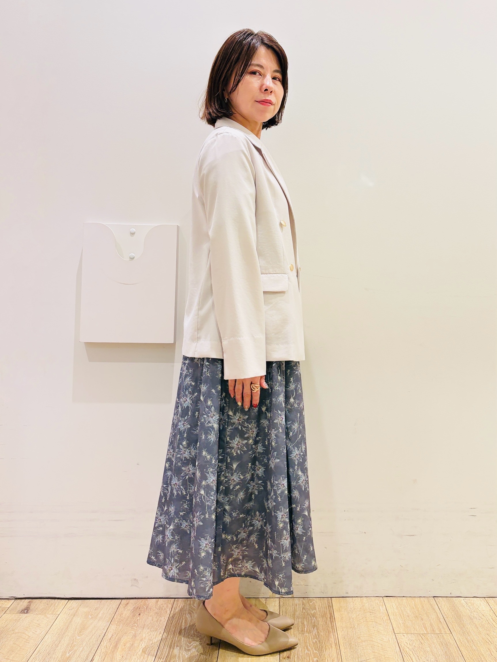 YUKOさんの「index｜【UVケア】レーススリーブハートネックニット《洗濯機OK／抗ピル／XS～LL》」を使ったコーディネート