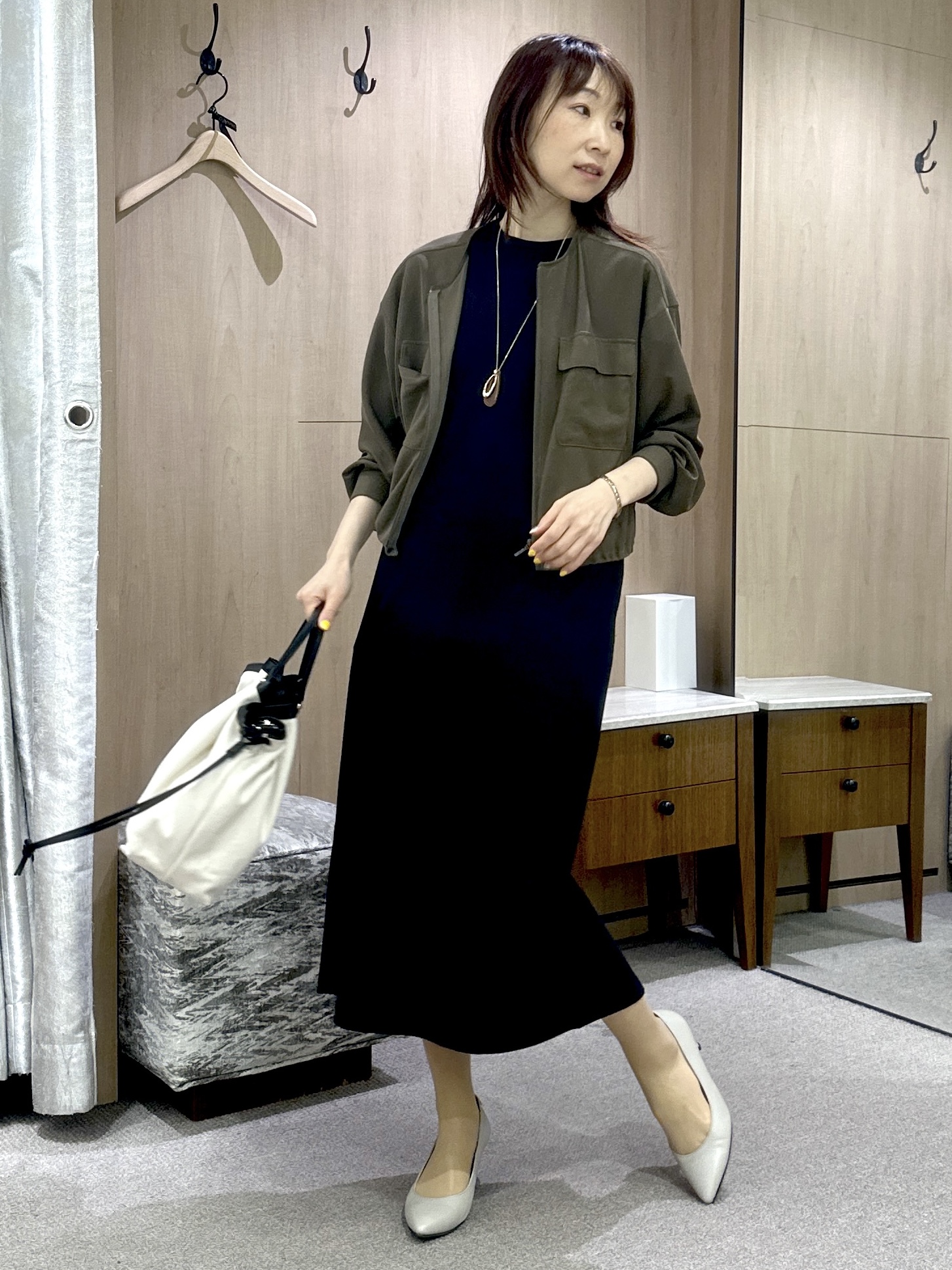 Miwaさんの「UNTITLED｜【接触冷感/UVカット/遮熱/抗菌防臭】ライトプレーティングワンピース」を使ったコーディネート