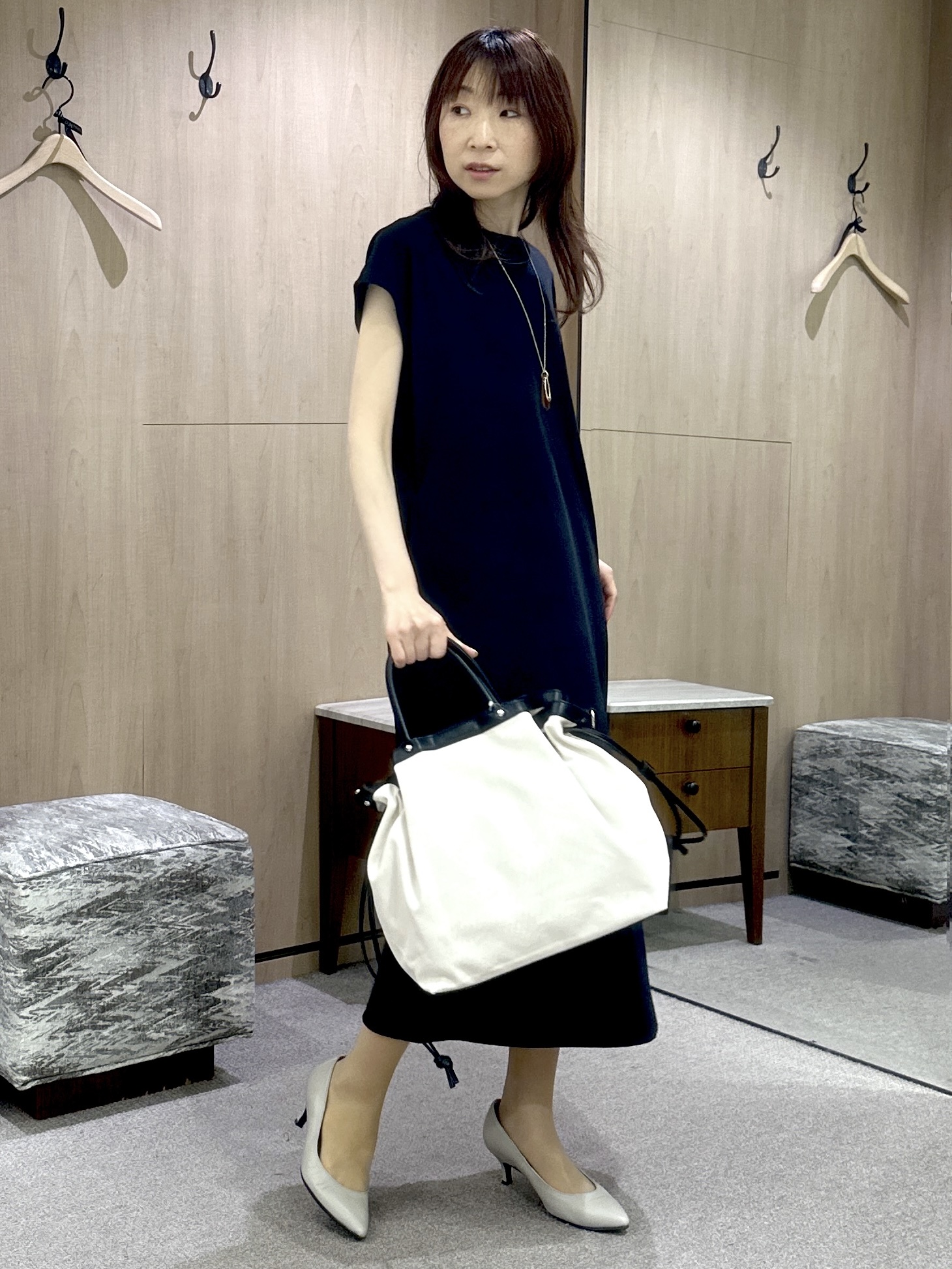 Miwaさんの「UNTITLED｜【接触冷感/UVカット/遮熱/抗菌防臭】ライトプレーティングワンピース」を使ったコーディネート