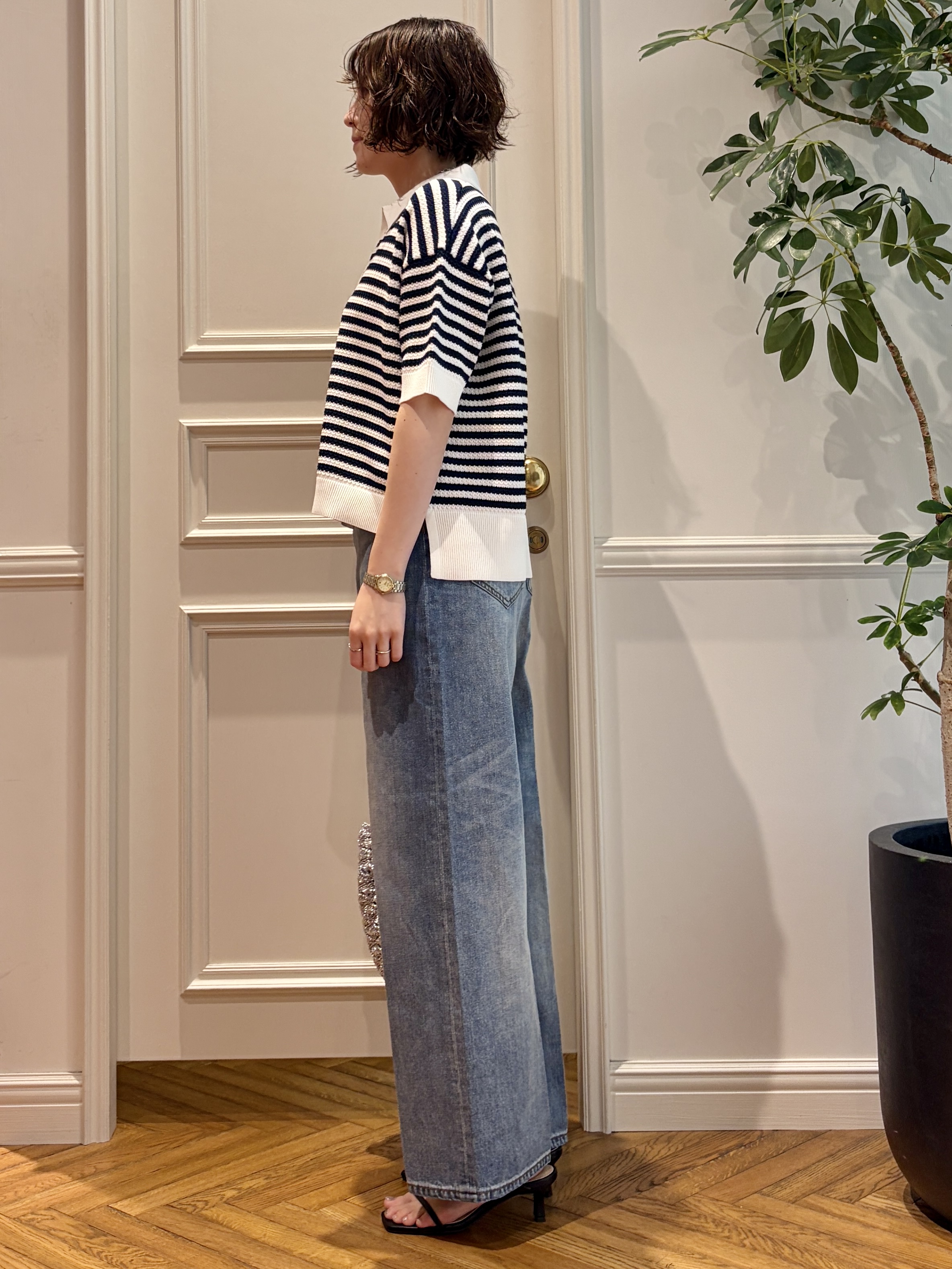 nakaoさんの「DRESSTERIOR｜ヴィンテージ加工ワイドデニムパンツ」を使ったコーディネート