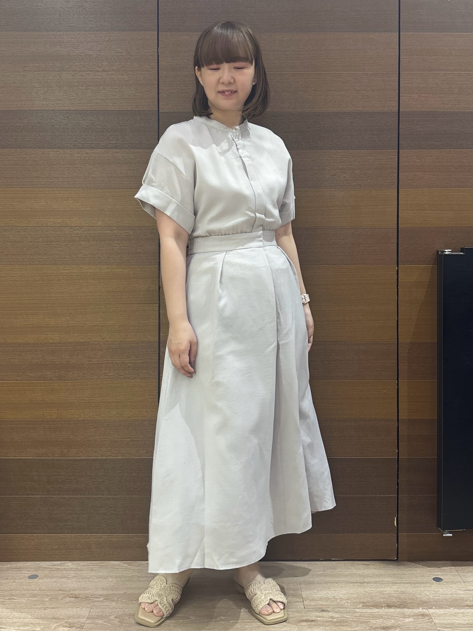 yumeさんの「OPAQUE.CLIP｜【接触冷感／吸水速乾】リネンライク シャツワンピース《洗濯機OK》」を使ったコーディネート