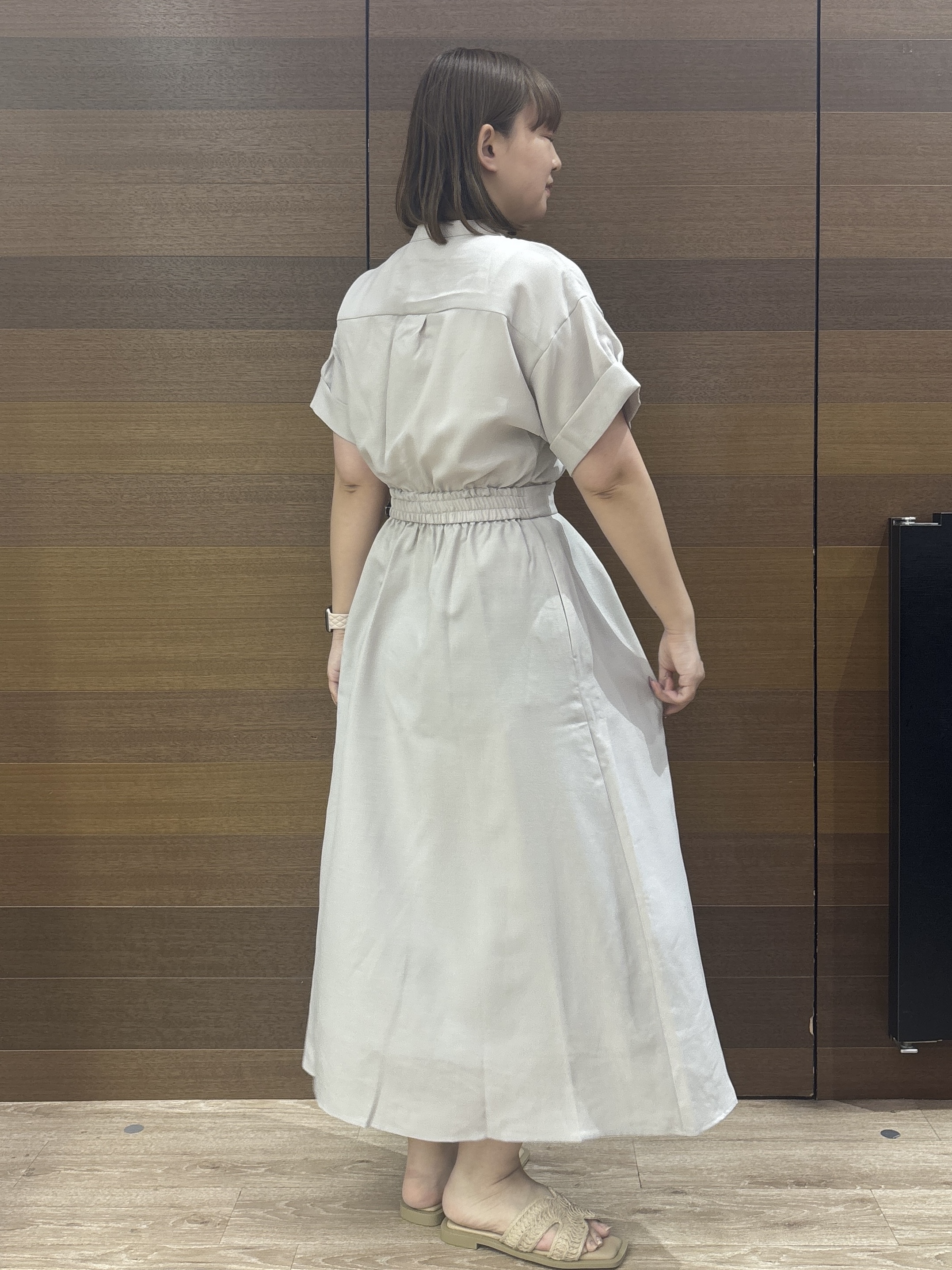yumeさんの「OPAQUE.CLIP｜【接触冷感／吸水速乾】リネンライク シャツワンピース《洗濯機OK》」を使ったコーディネート