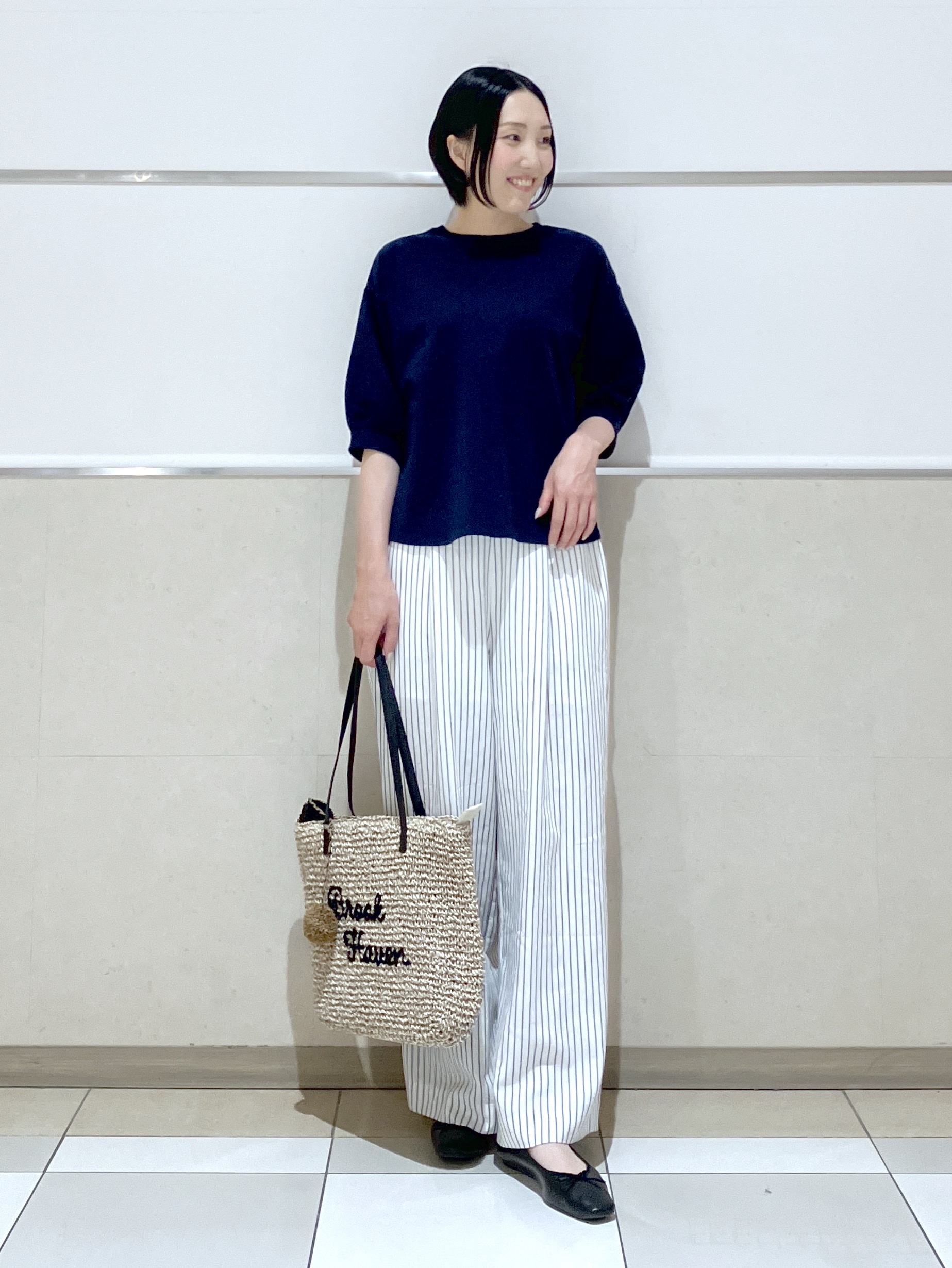 eriko さんの「Dessin｜【360度可愛い】バックヘンリーカットソー5分袖」を使ったコーディネート