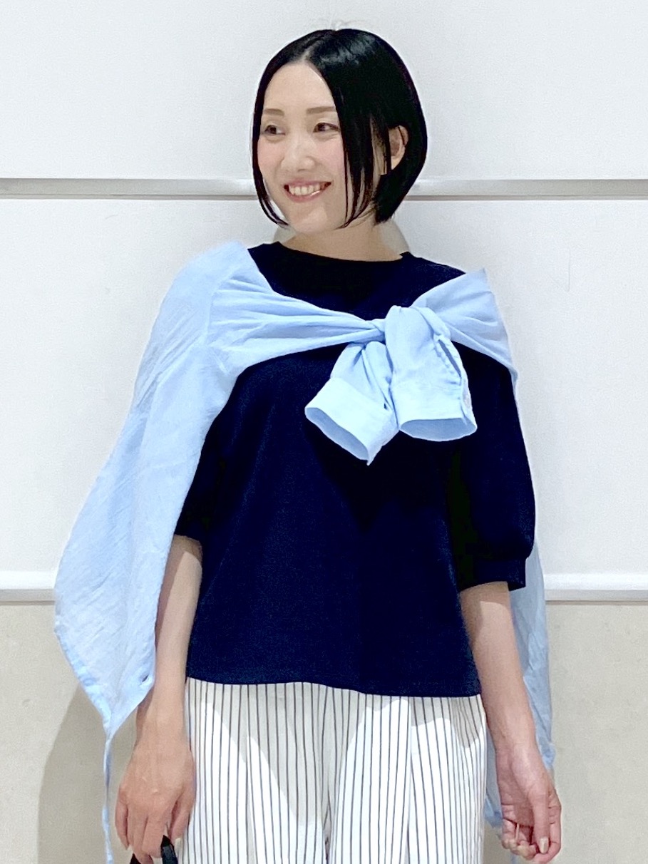 eriko さんの「Dessin｜【360度可愛い】バックヘンリーカットソー5分袖」を使ったコーディネート