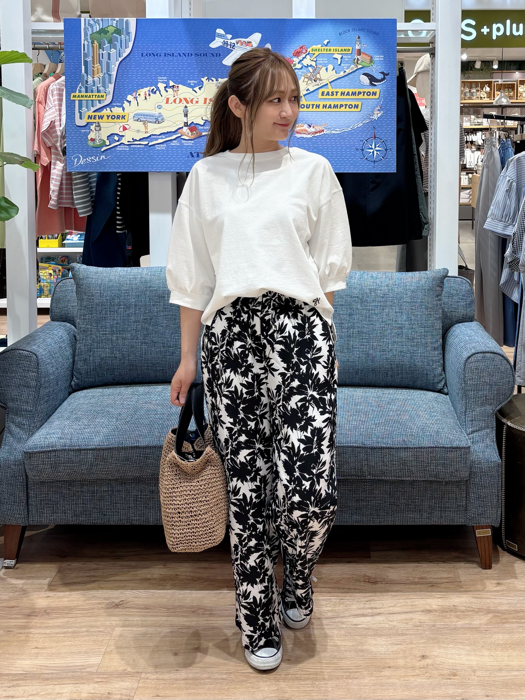 yuinaさんの「Dessin｜【360度可愛い】バックヘンリーカットソー5分袖」を使ったコーディネート