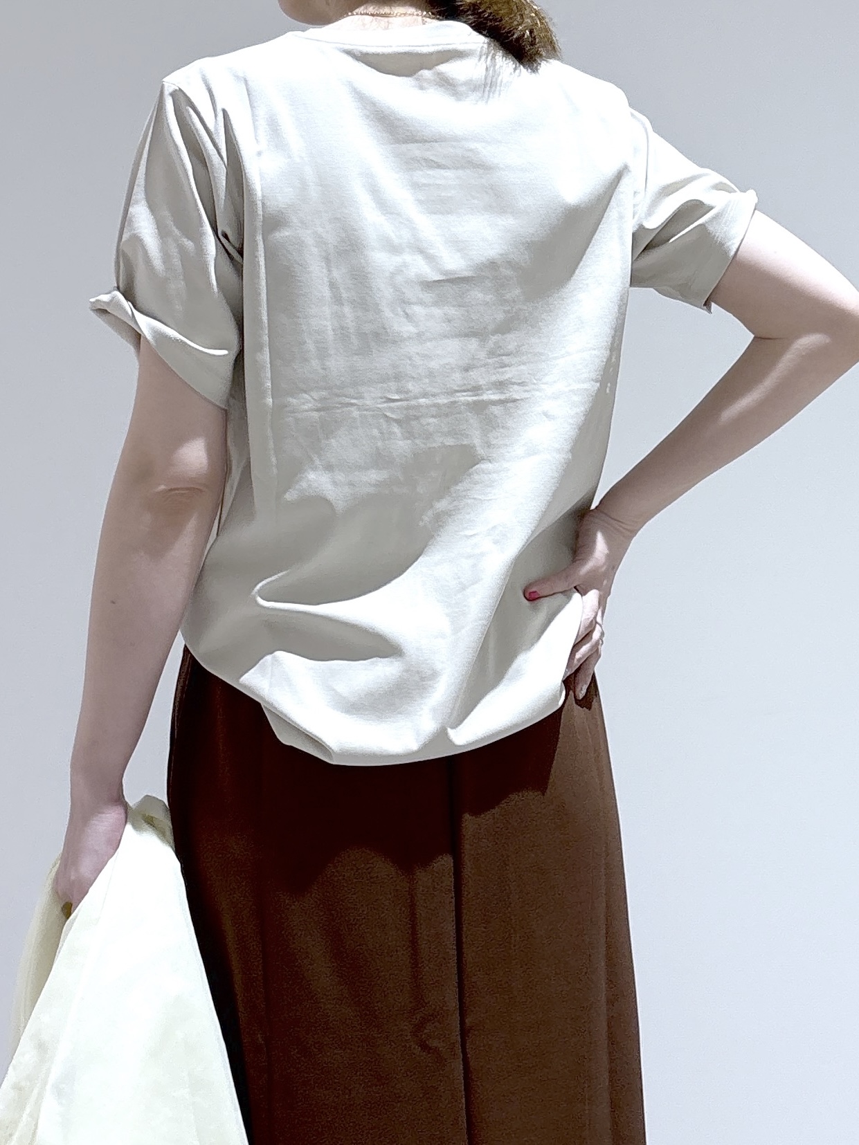 はなさんの「OPAQUE.CLIP｜オーガニックコットン混ベーシックTシャツ【洗濯機OK】《SS～LL》」を使ったコーディネート