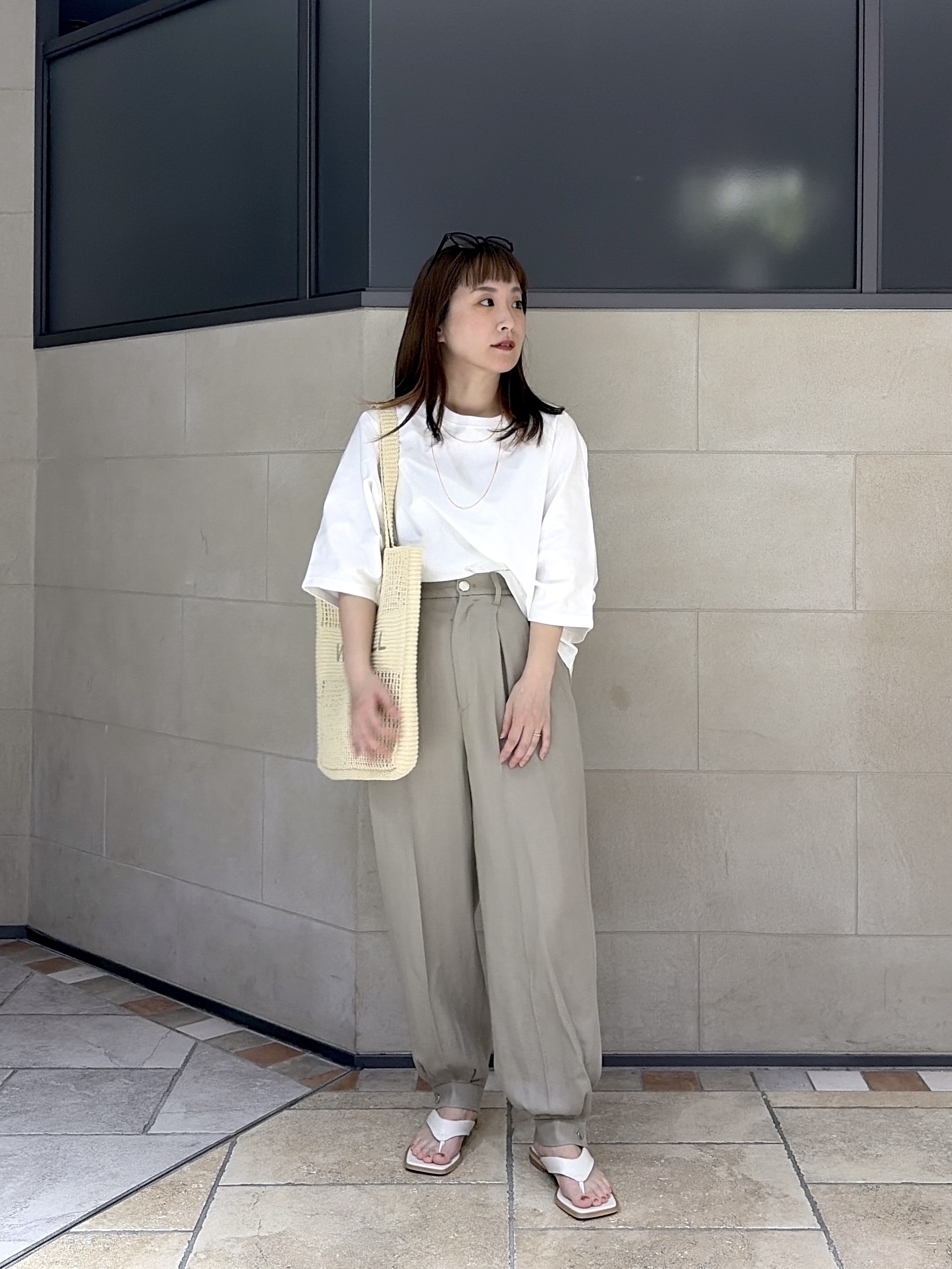 よねさんの「INDIVI｜【UVカット】オーバーサイズラグランカットソー」を使ったコーディネート