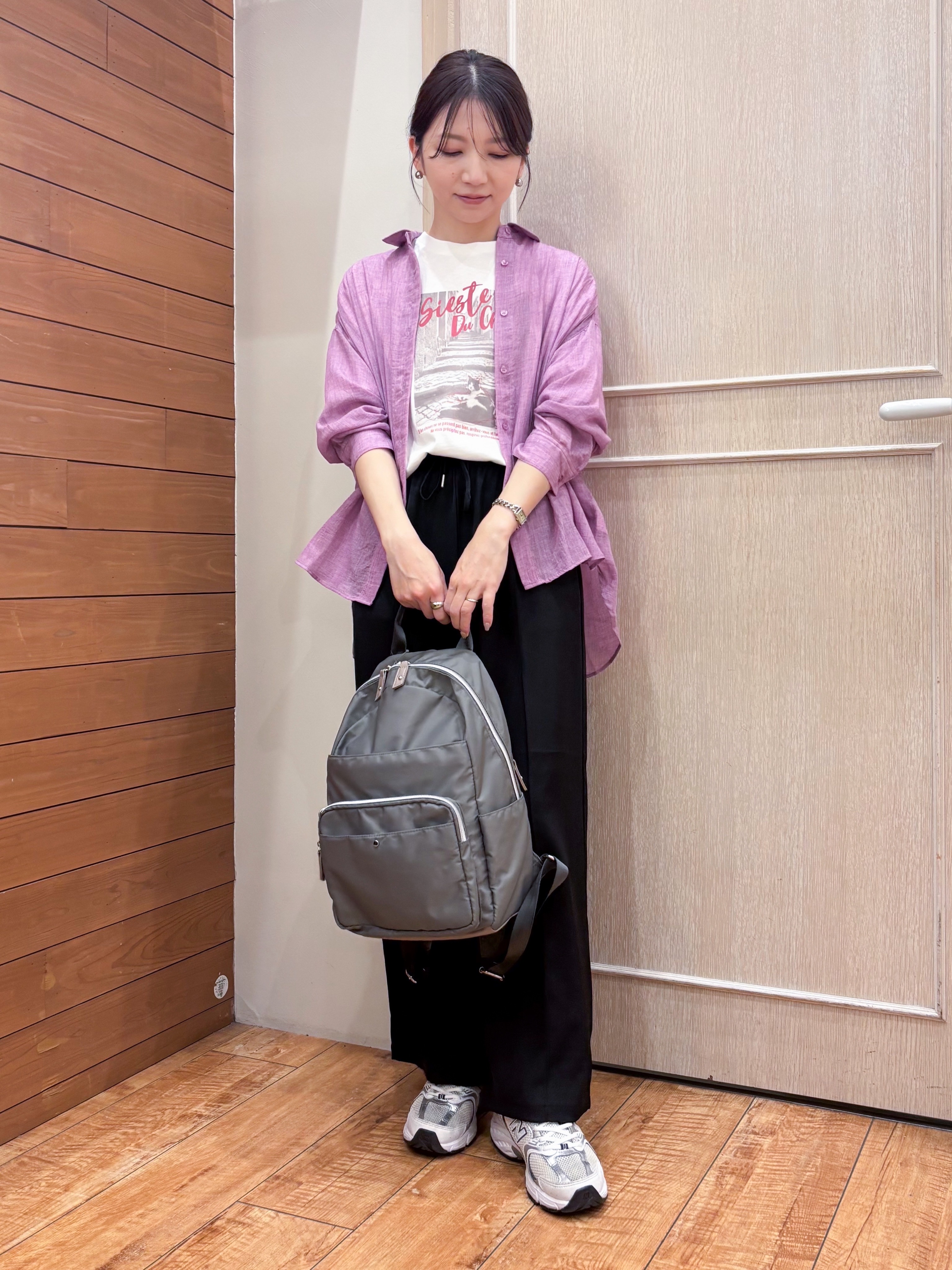 なみさんの「SHOO･LA･RUE｜【体型カバー】ふんわり質感 やわらかこなれシアーシャツ」を使ったコーディネート