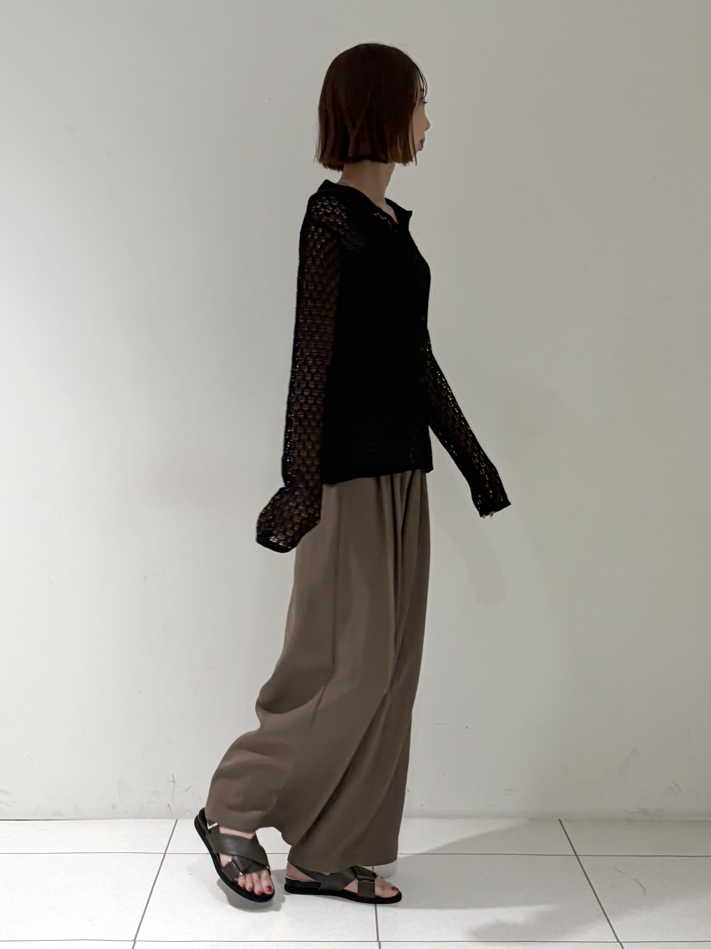 shioriさんの「INDIVI｜リネンライククロシェポロニット」を使ったコーディネート