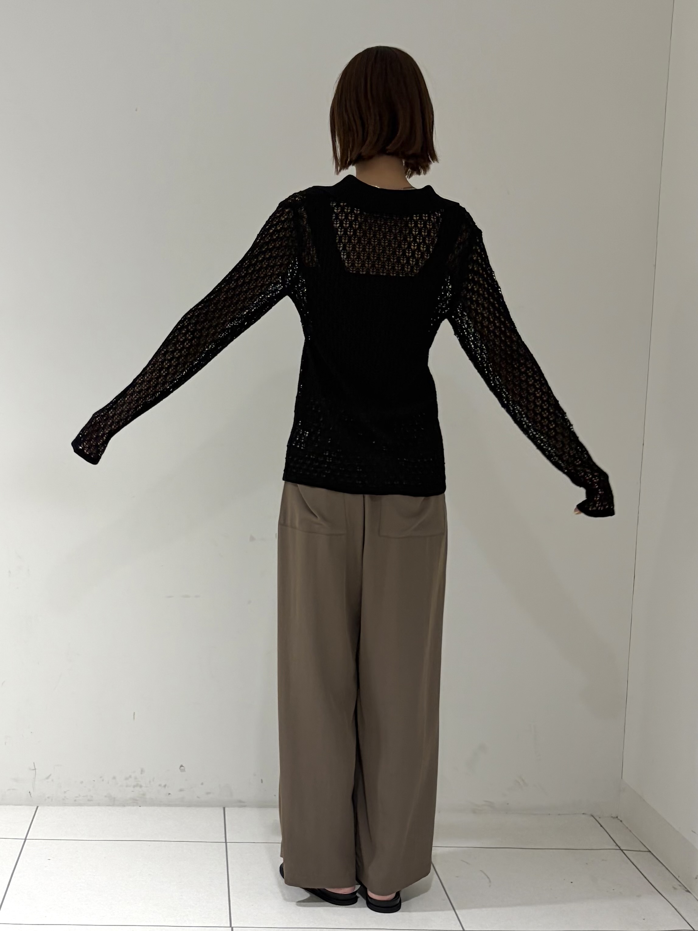 shioriさんの「INDIVI｜リネンライククロシェポロニット」を使ったコーディネート