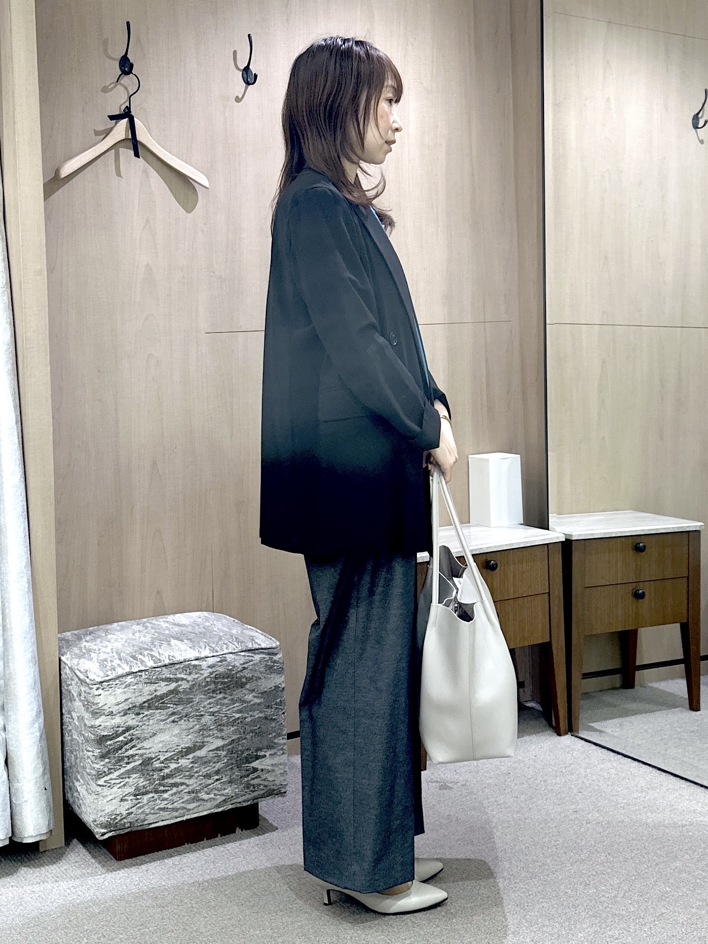 Miwaさんの「UNTITLED｜◆【セットアップ可/接触冷感/通気性】ドライシアーダブルジャケット」を使ったコーディネート