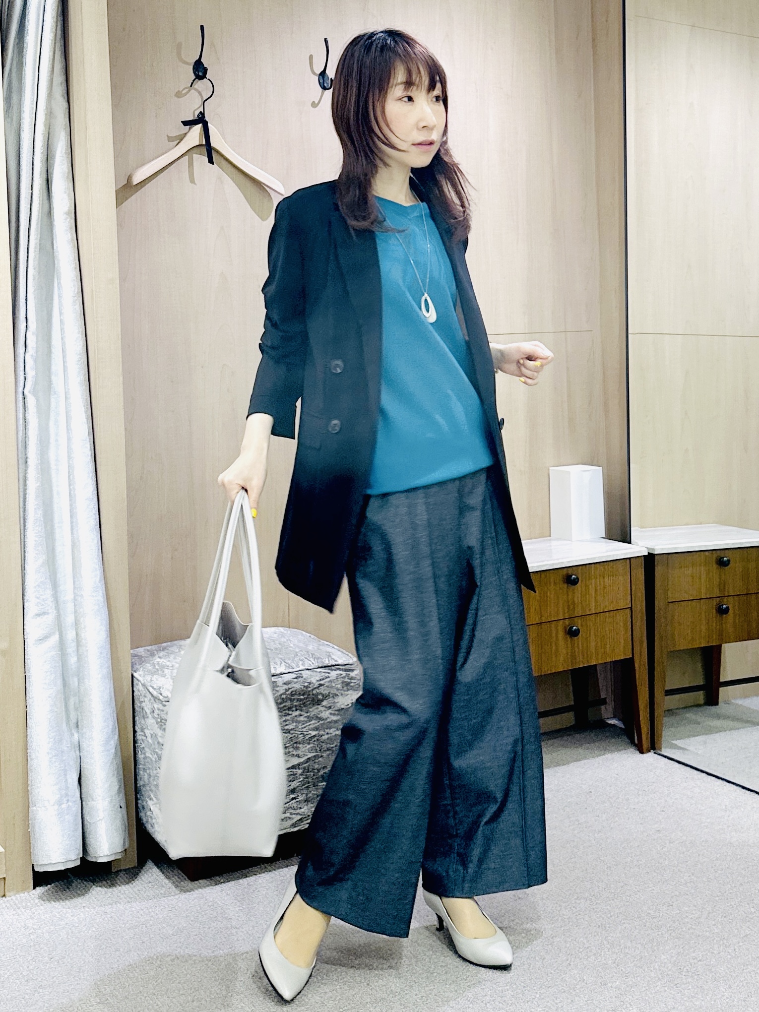 Miwaさんの「UNTITLED｜◆【セットアップ可/接触冷感/通気性】ドライシアーダブルジャケット」を使ったコーディネート
