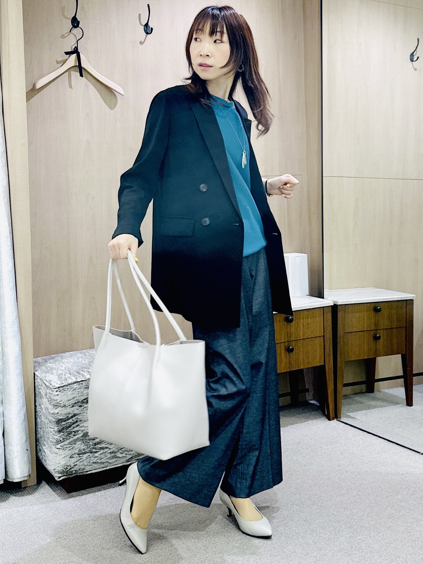 Miwaさんの「UNTITLED｜◆【セットアップ可/接触冷感/通気性】ドライシアーダブルジャケット」を使ったコーディネート