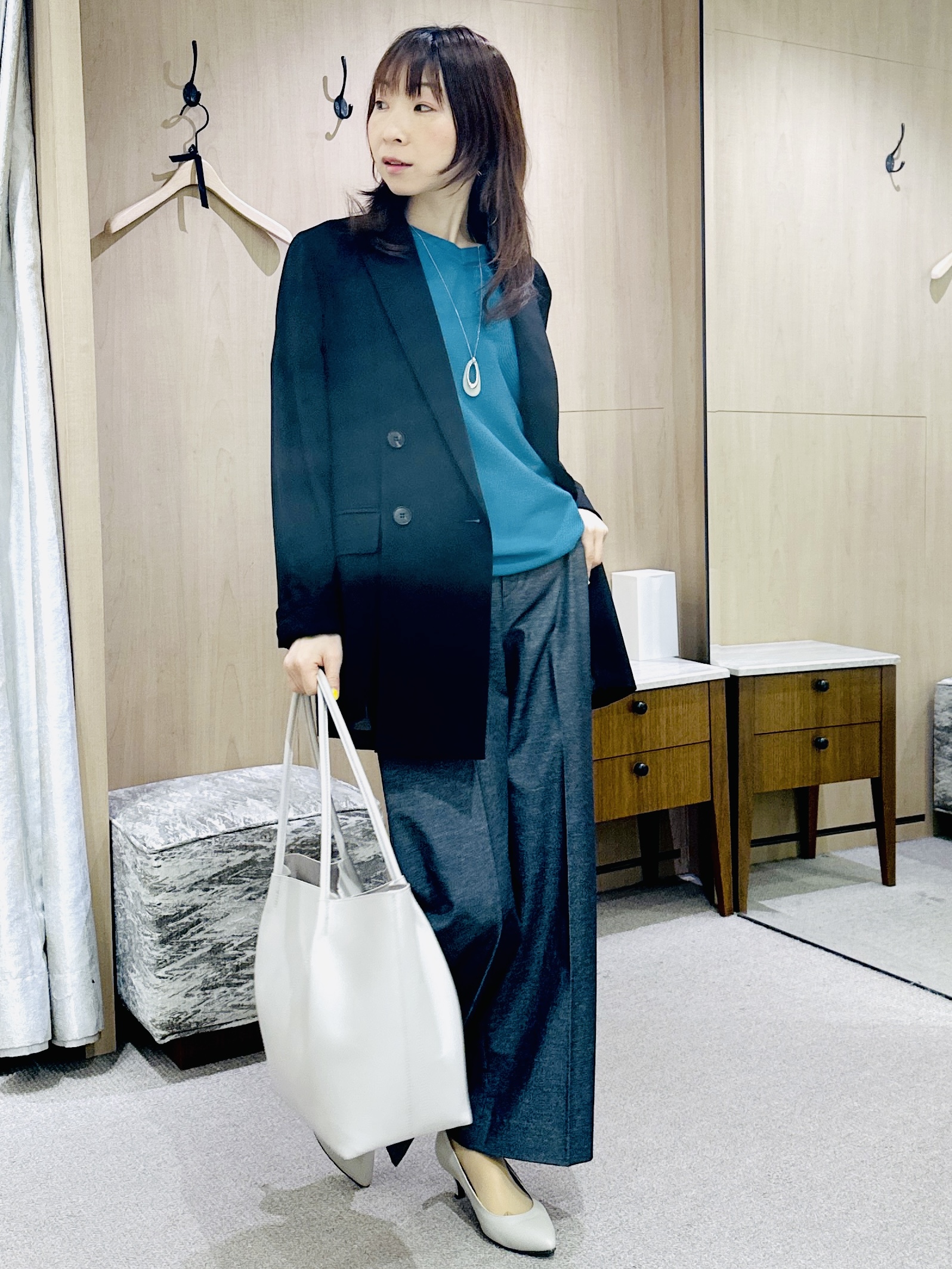 Miwaさんの「UNTITLED｜◆【セットアップ可/接触冷感/通気性】ドライシアーダブルジャケット」を使ったコーディネート