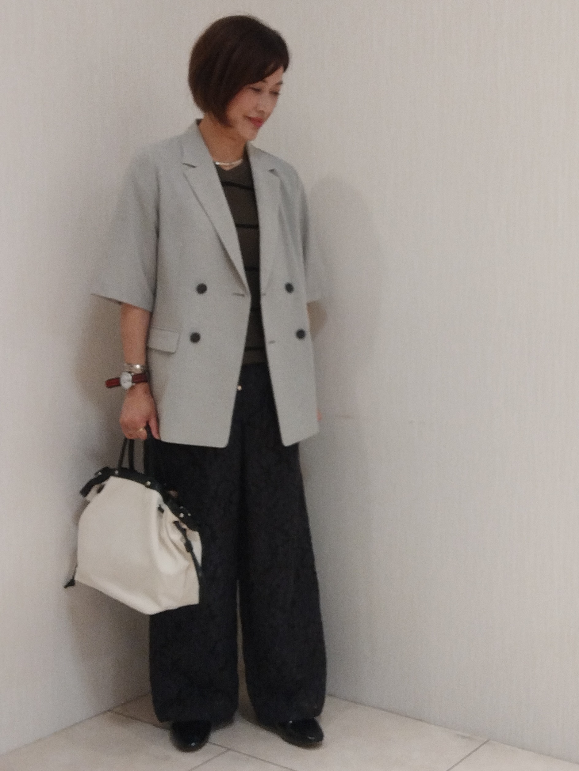 u&minus;macoさんの「UNTITLED｜【11色展開/体型カバー】前後2WAYフレンチスリーブニット」を使ったコーディネート