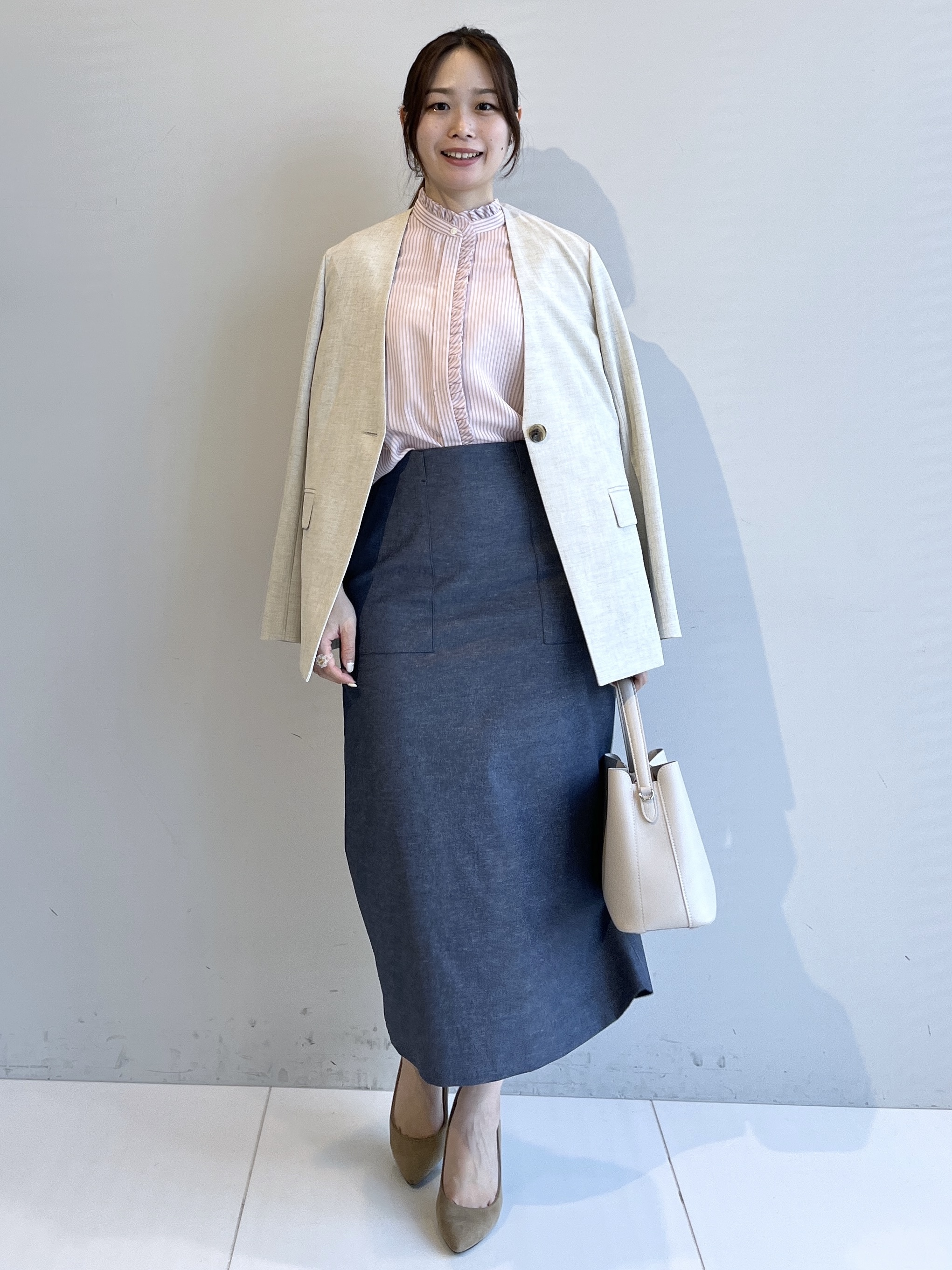 Saekoさんの「UNTITLED｜◆【さらりと快適/セットアップ可/UV/接触冷感】スラブカラーレスジャケット」を使ったコーディネート