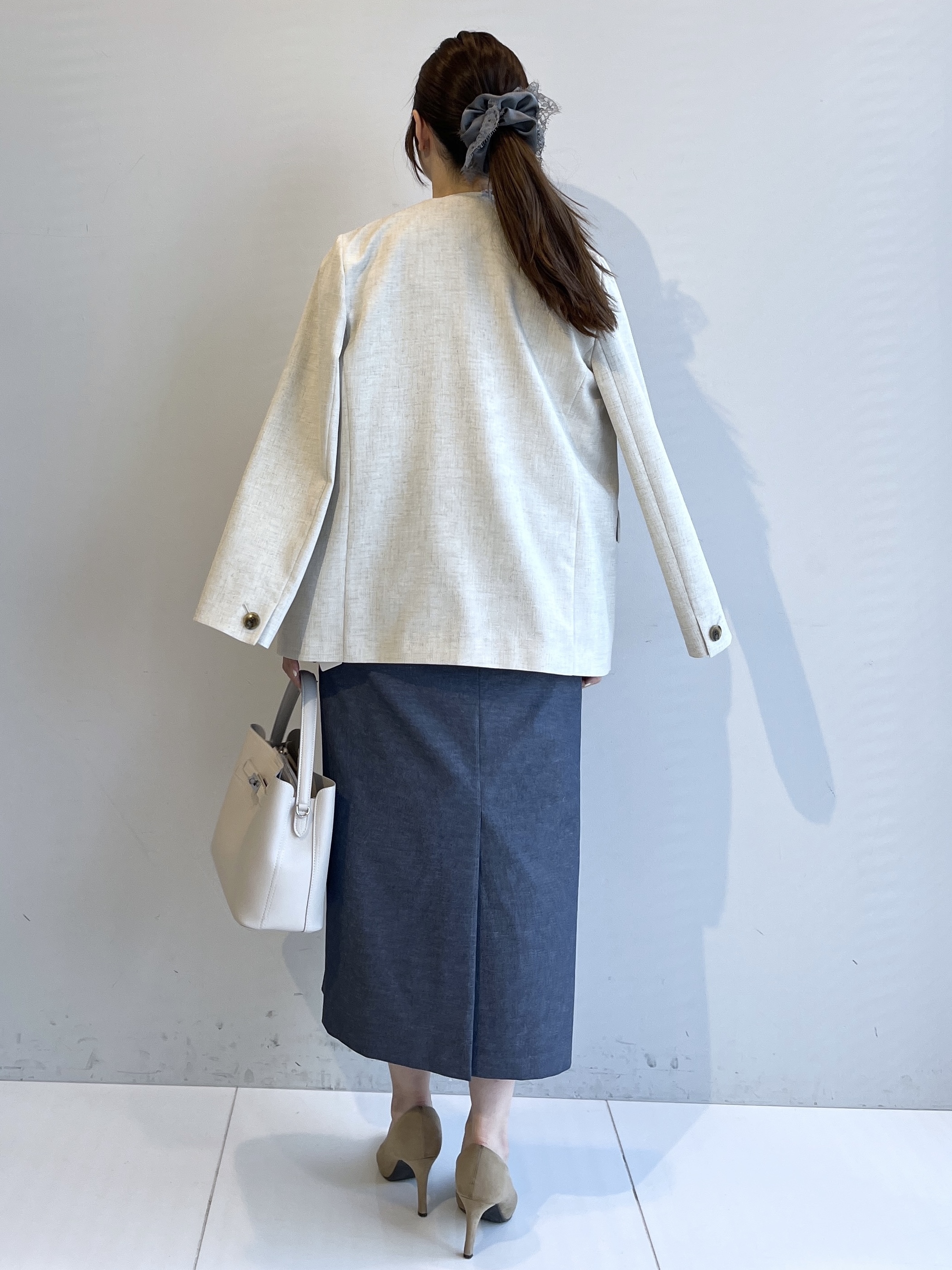 Saekoさんの「UNTITLED｜◆【さらりと快適/セットアップ可/UV/接触冷感】スラブカラーレスジャケット」を使ったコーディネート