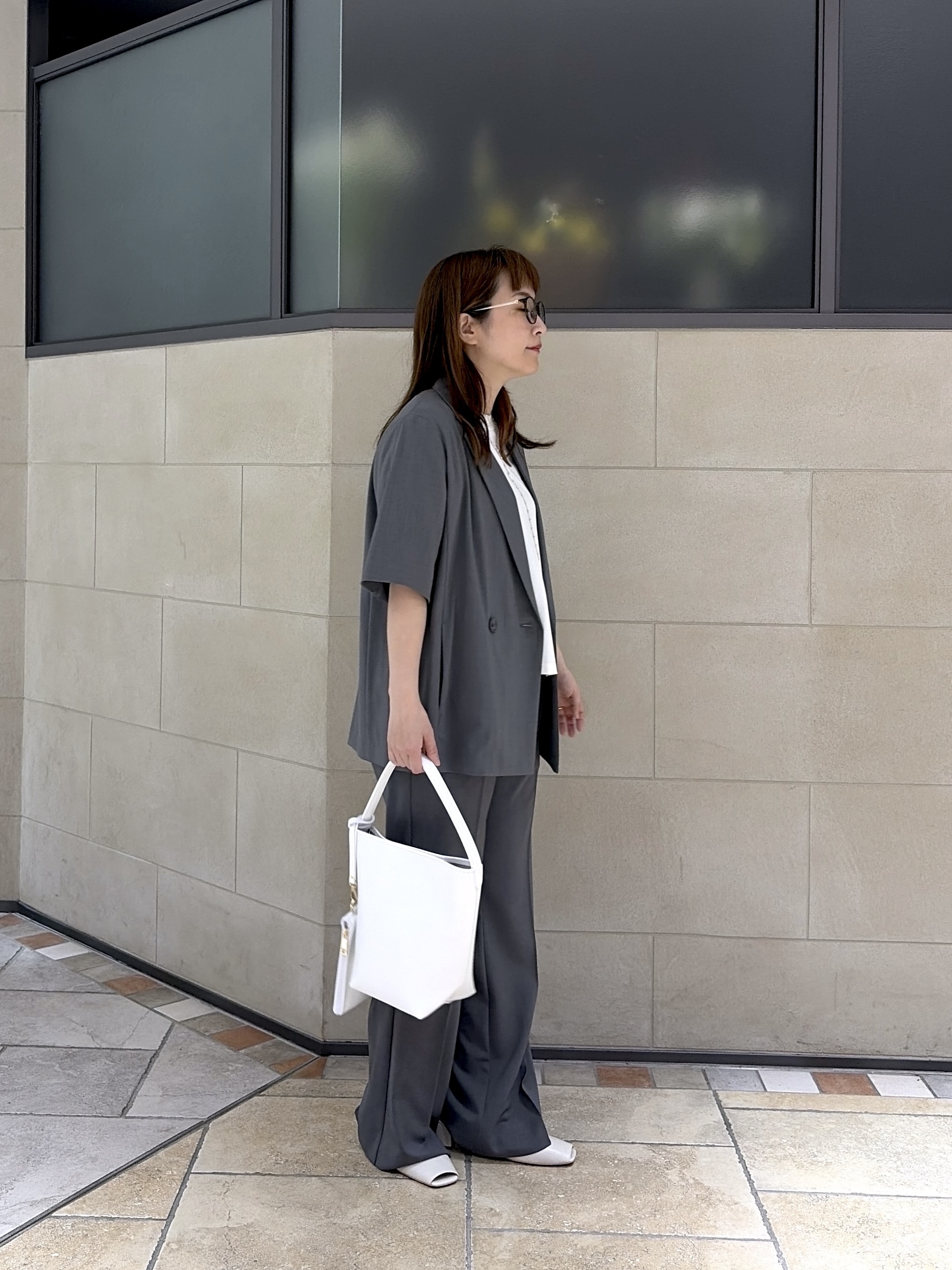 よねさんの「INDIVI｜Comfy SET UP｜ハーフスリーブジャケット【セットアップ対応／通勤／接触冷感／UVカット】」を使ったコーディネート
