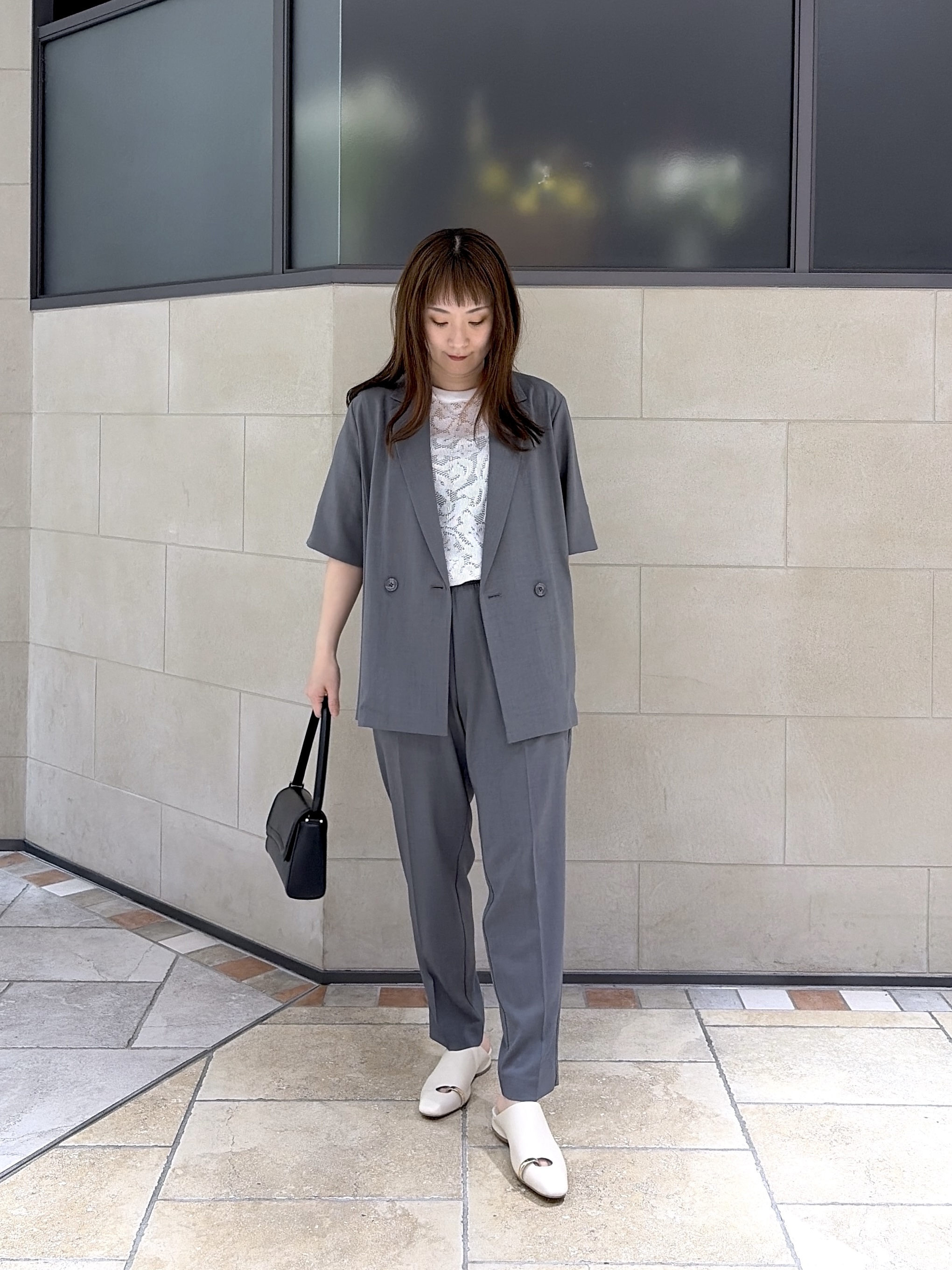 よねさんの「INDIVI｜Comfy SET UP｜ハーフスリーブジャケット【セットアップ対応／通勤／接触冷感／UVカット】」を使ったコーディネート