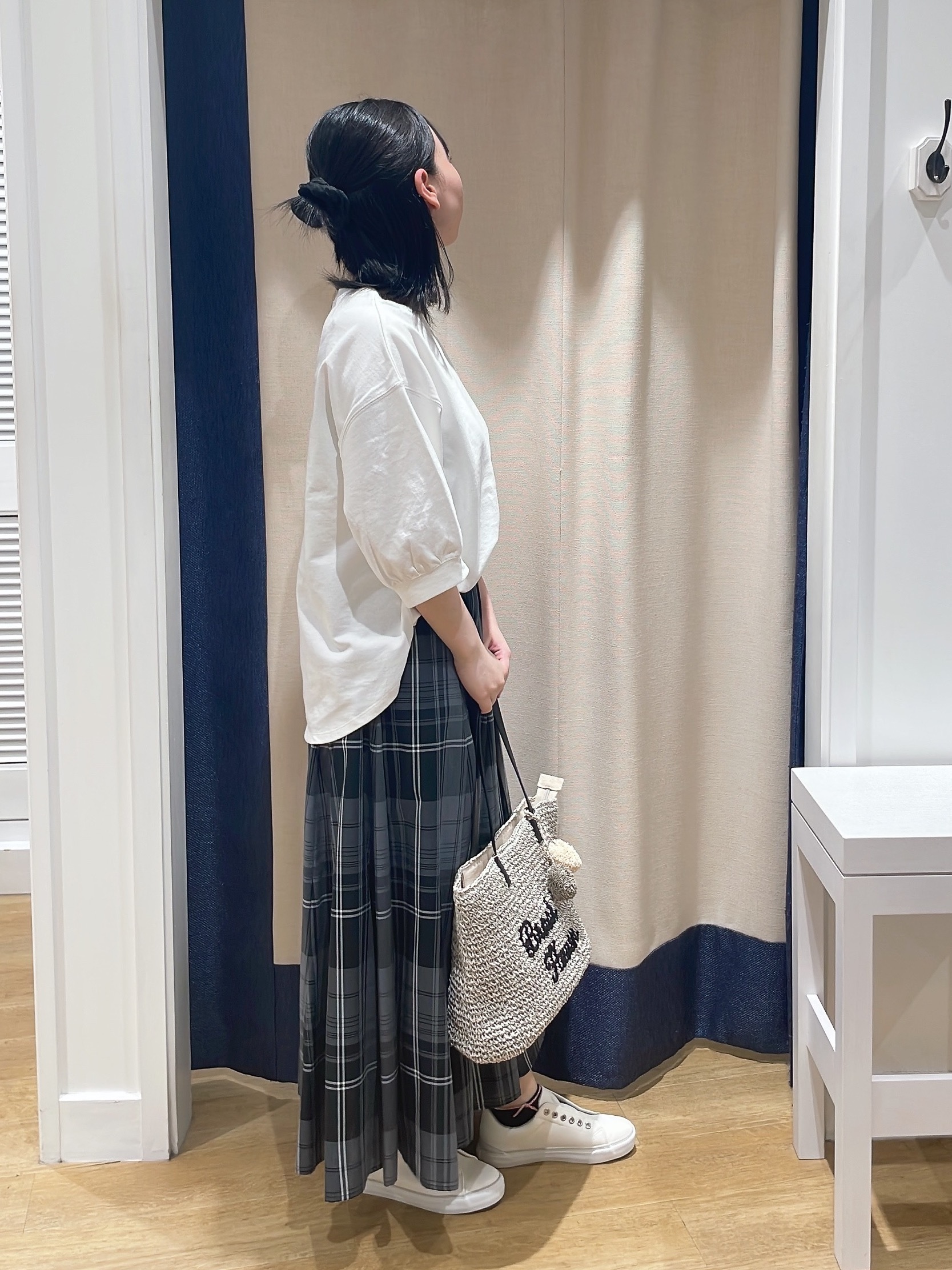 AYAさんの「Dessin｜【360度可愛い】バックヘンリーカットソー5分袖」を使ったコーディネート