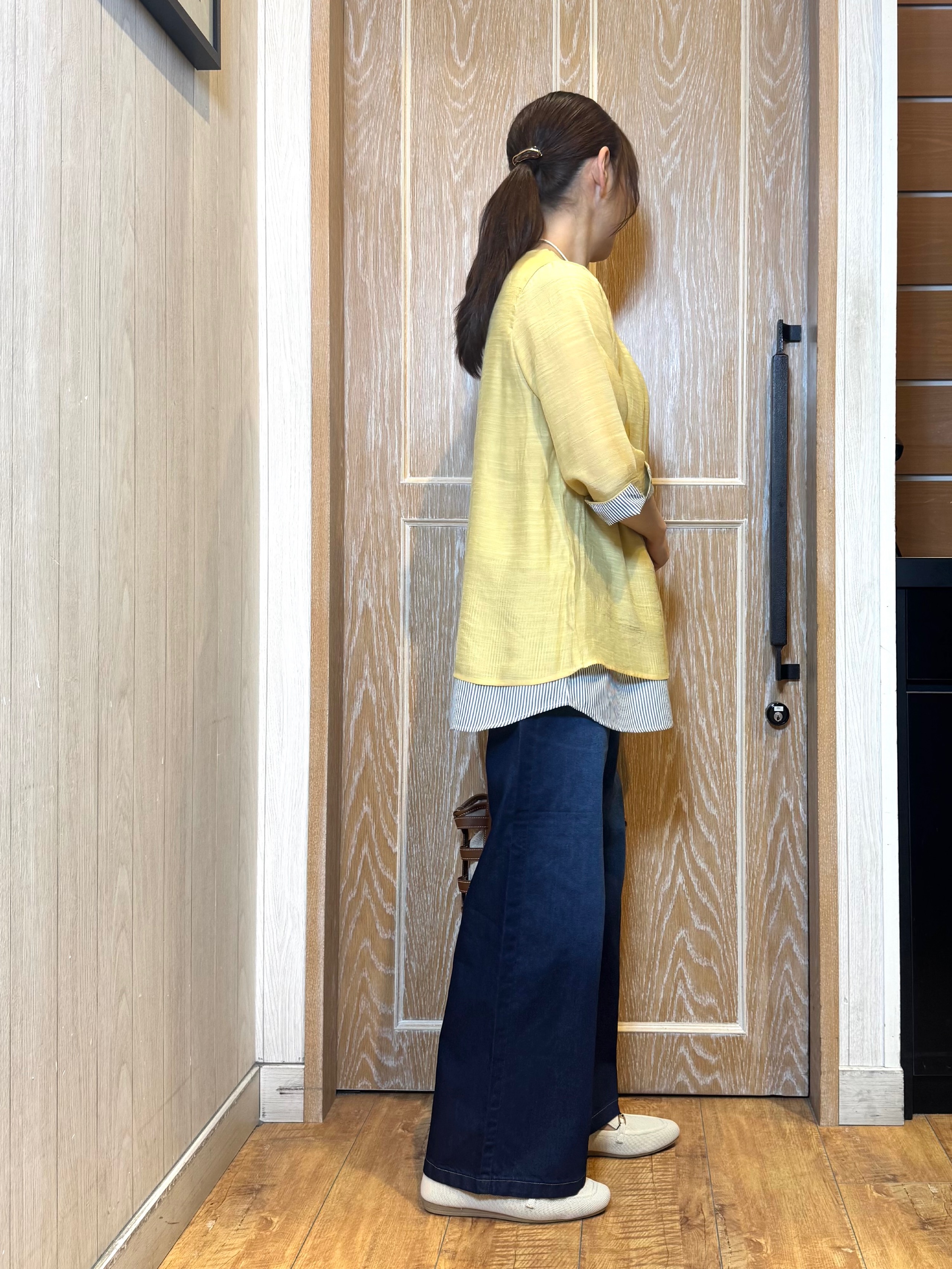 KAORIさんの「SHOO･LA･RUE｜【洗濯機可/体型カバー】1枚でサマ見え 7分袖スラブレイヤード風トップス」を使ったコーディネート