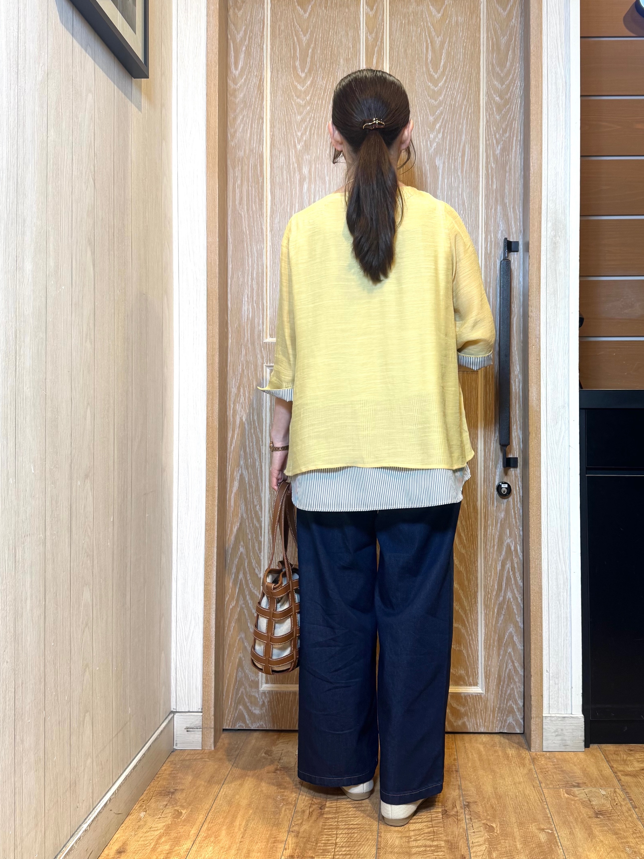 KAORIさんの「SHOO･LA･RUE｜【洗濯機可/体型カバー】1枚でサマ見え 7分袖スラブレイヤード風トップス」を使ったコーディネート