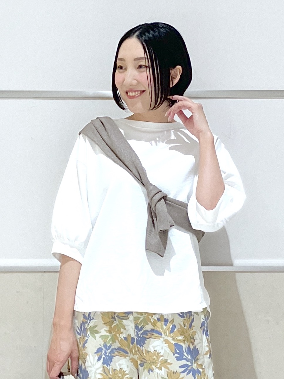 eriko さんの「Dessin｜【360度可愛い】バックヘンリーカットソー5分袖」を使ったコーディネート