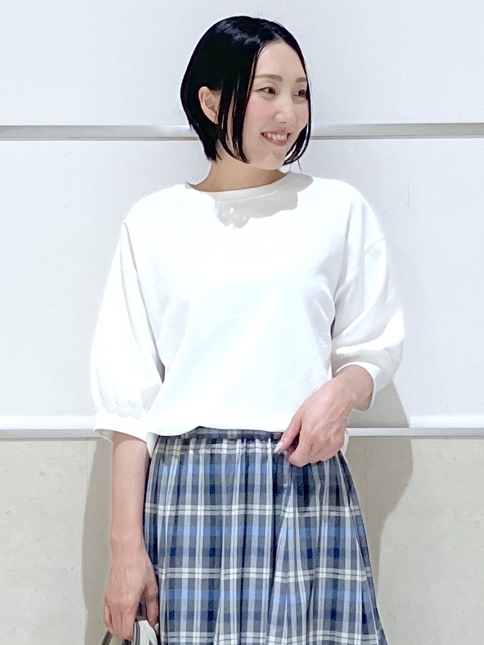 eriko さんの「Dessin｜【360度可愛い】バックヘンリーカットソー5分袖」を使ったコーディネート