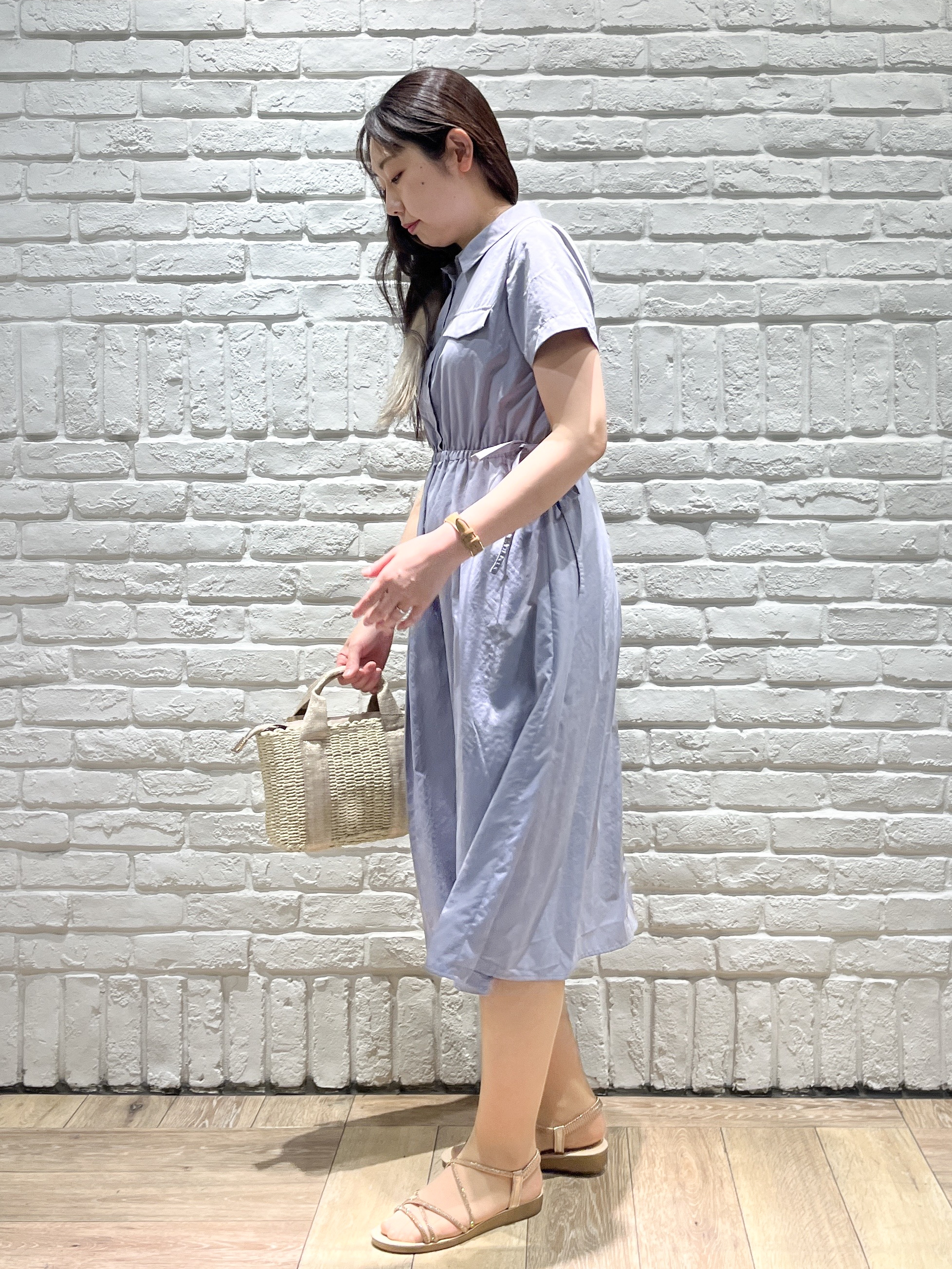 erinaさんの「index｜サイドリボンシャツワンピース【洗濯機OK／防シワ】」を使ったコーディネート