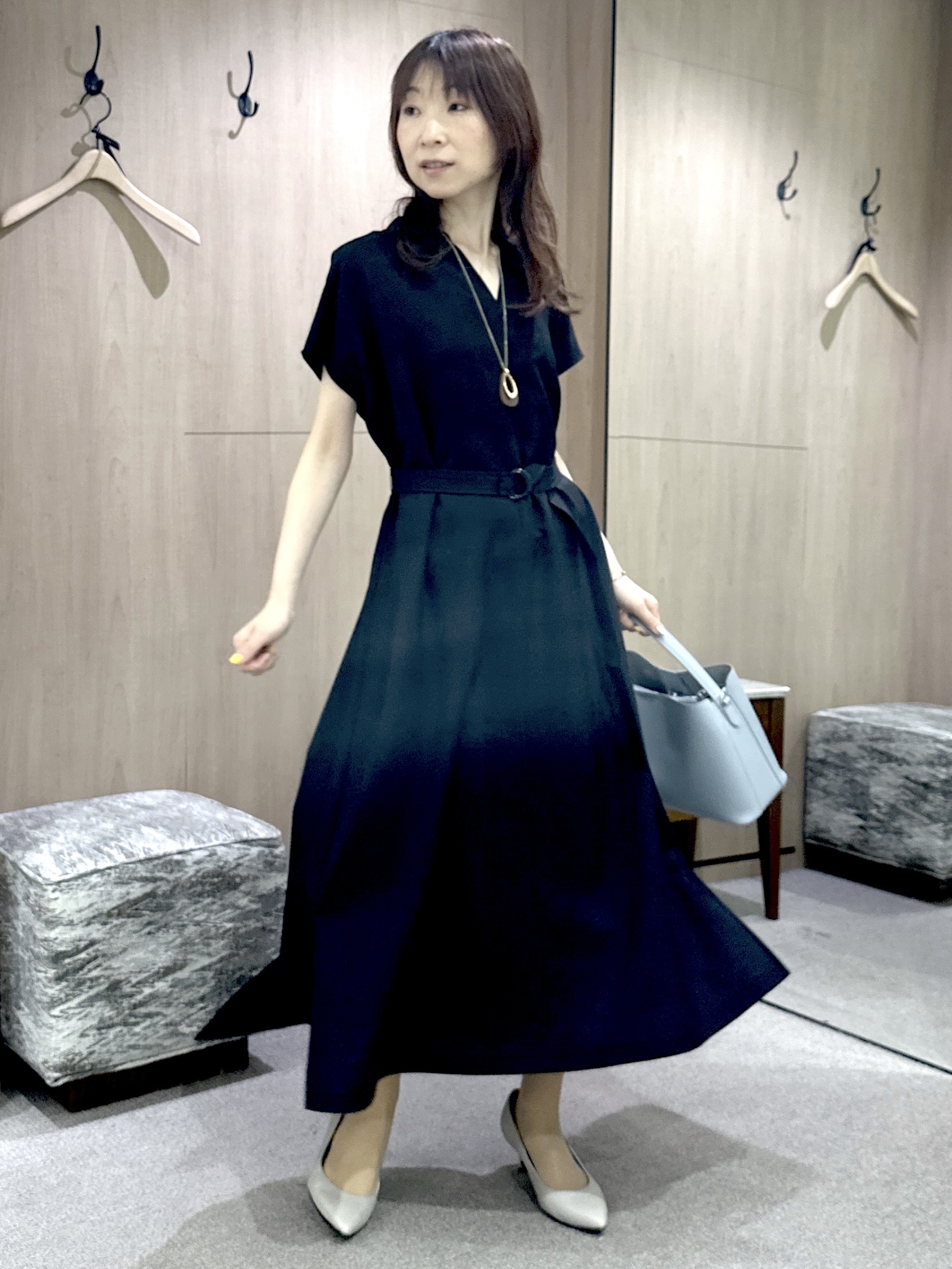 Miwaさんの「UNTITLED｜【UV/接触冷感/遮熱/通気性】スラブバンドカラーワンピース」を使ったコーディネート