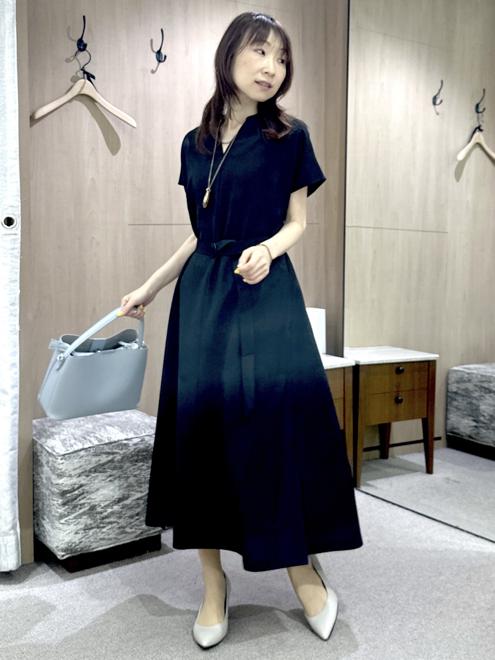 Miwaさんの「UNTITLED｜【UV/接触冷感/遮熱/通気性】スラブバンドカラーワンピース」を使ったコーディネート