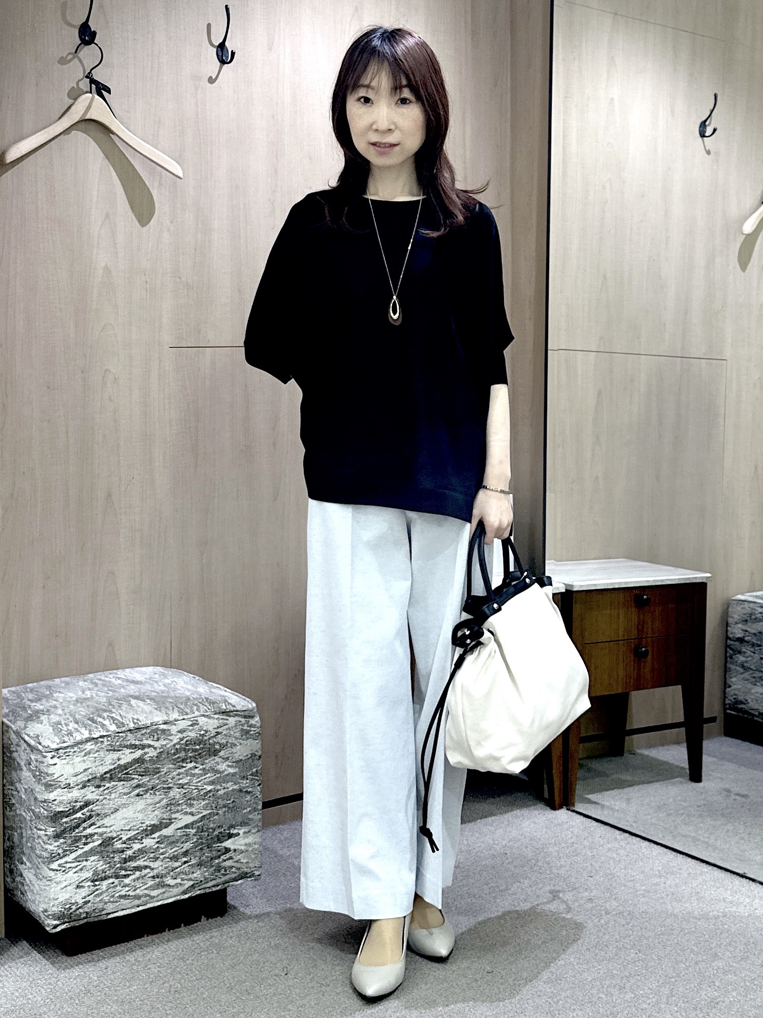 Miwaさんの「UNTITLED｜【アンサンブル可/洗える】シアーレーヨンニット」を使ったコーディネート