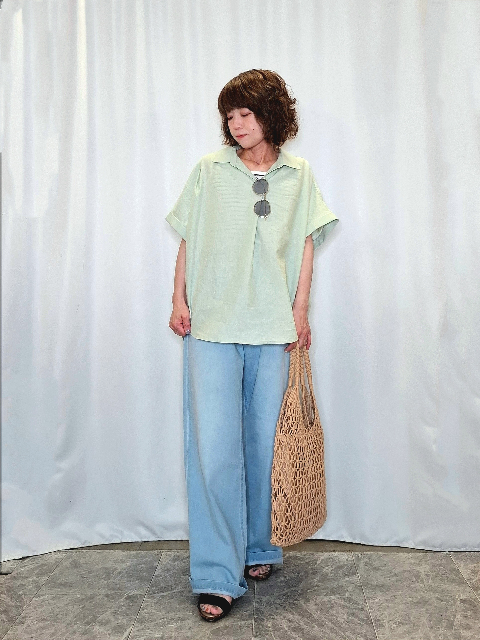ぬーさんの「SHOO･LA･RUE｜【UV/吸水速乾/抗菌防臭】インせず着られる フレンチリネンスキッパーシャツ」を使ったコーディネート