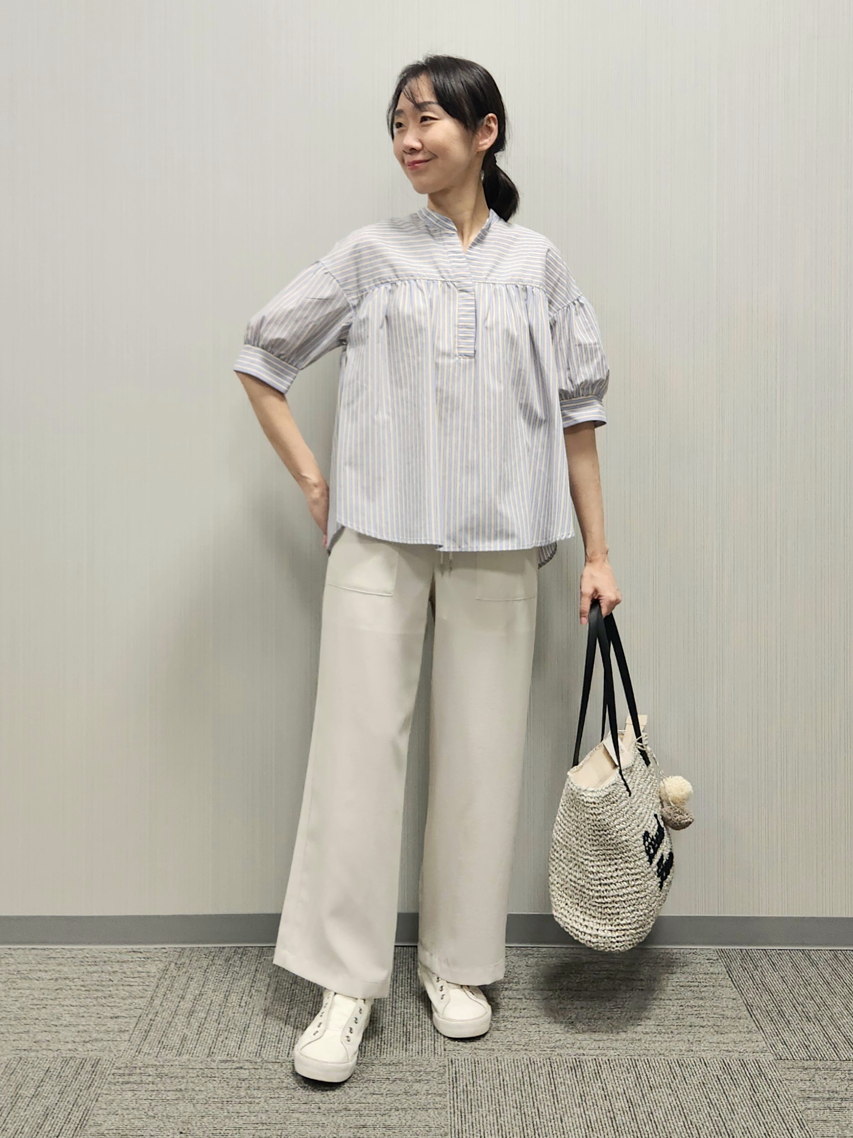naraさんの「Dessin｜【洗える】ストライプスキッパーシャツ」を使ったコーディネート