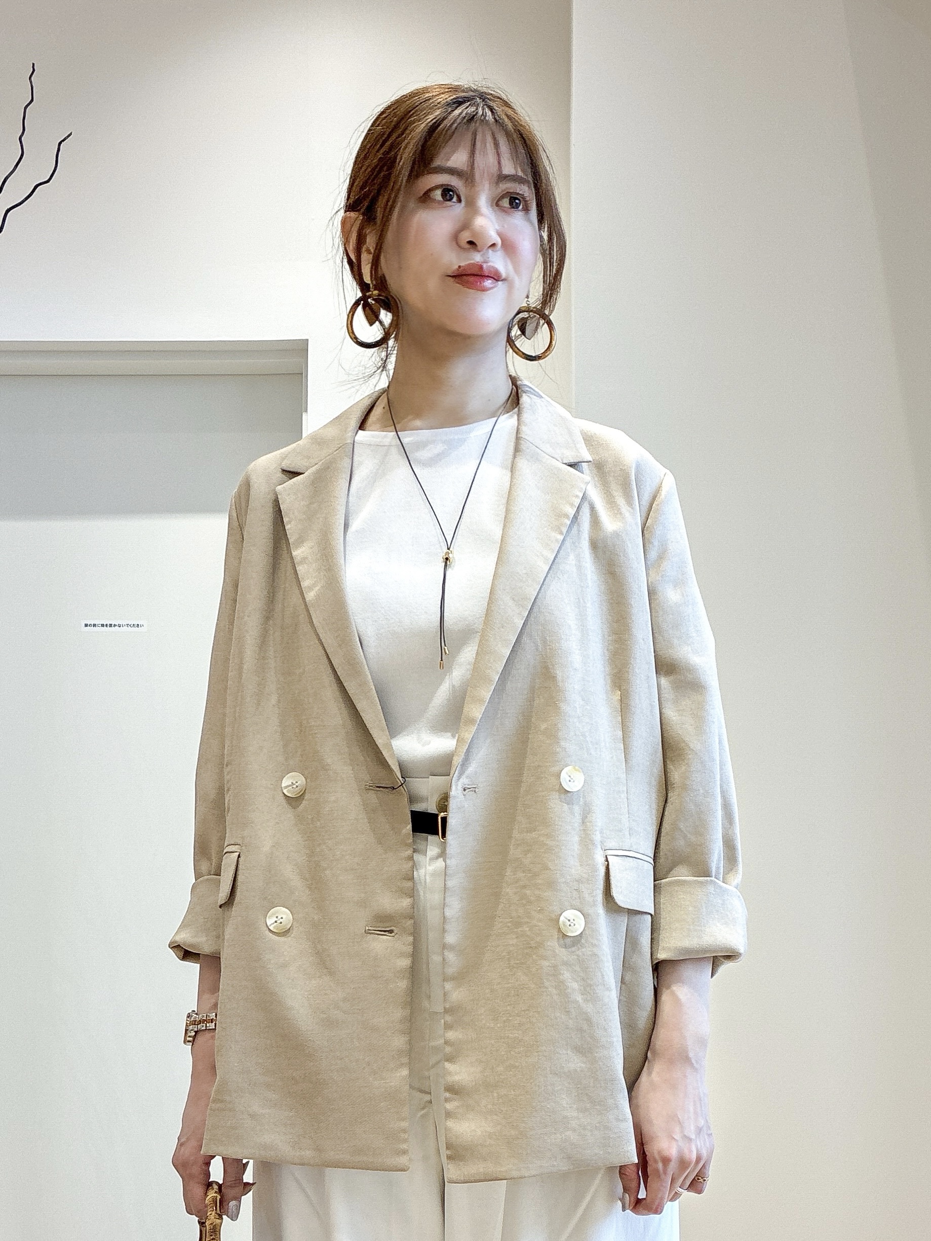 もんちゃんさんの「OPAQUE.CLIP｜【UV／接触冷感】ダブルブレストジャケット《防シワ加工／洗える》」を使ったコーディネート
