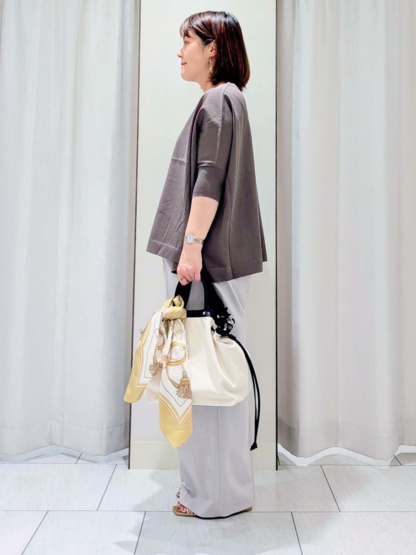 Onumaさんの「UNTITLED｜◆【楽な穿き心地/UV/接触冷感】クリーンワイドパンツ」を使ったコーディネート