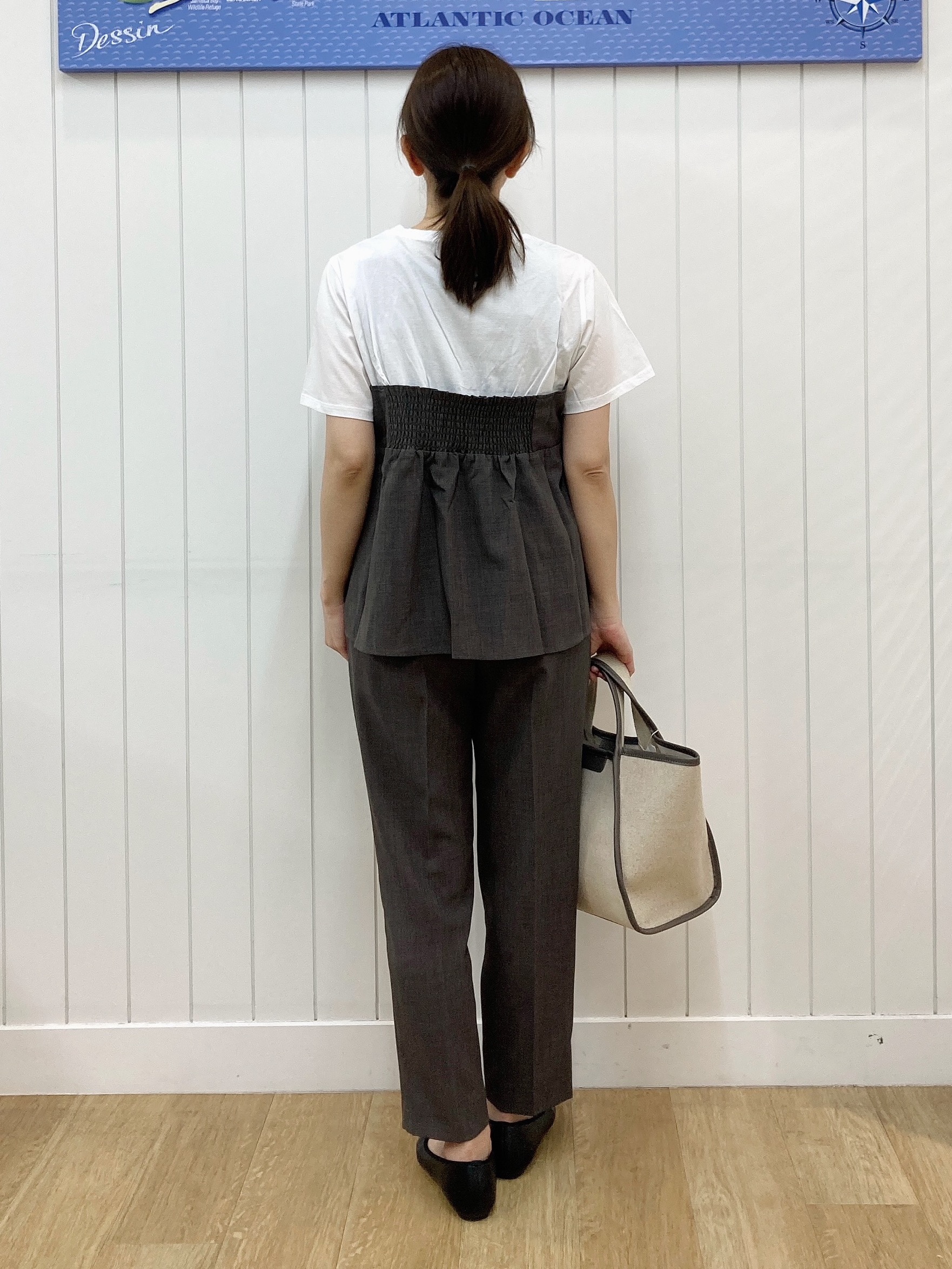 yoshiさんの「Dessin｜【セットアップ可/UVカット/洗える】ビスチェドッキングTシャツ」を使ったコーディネート