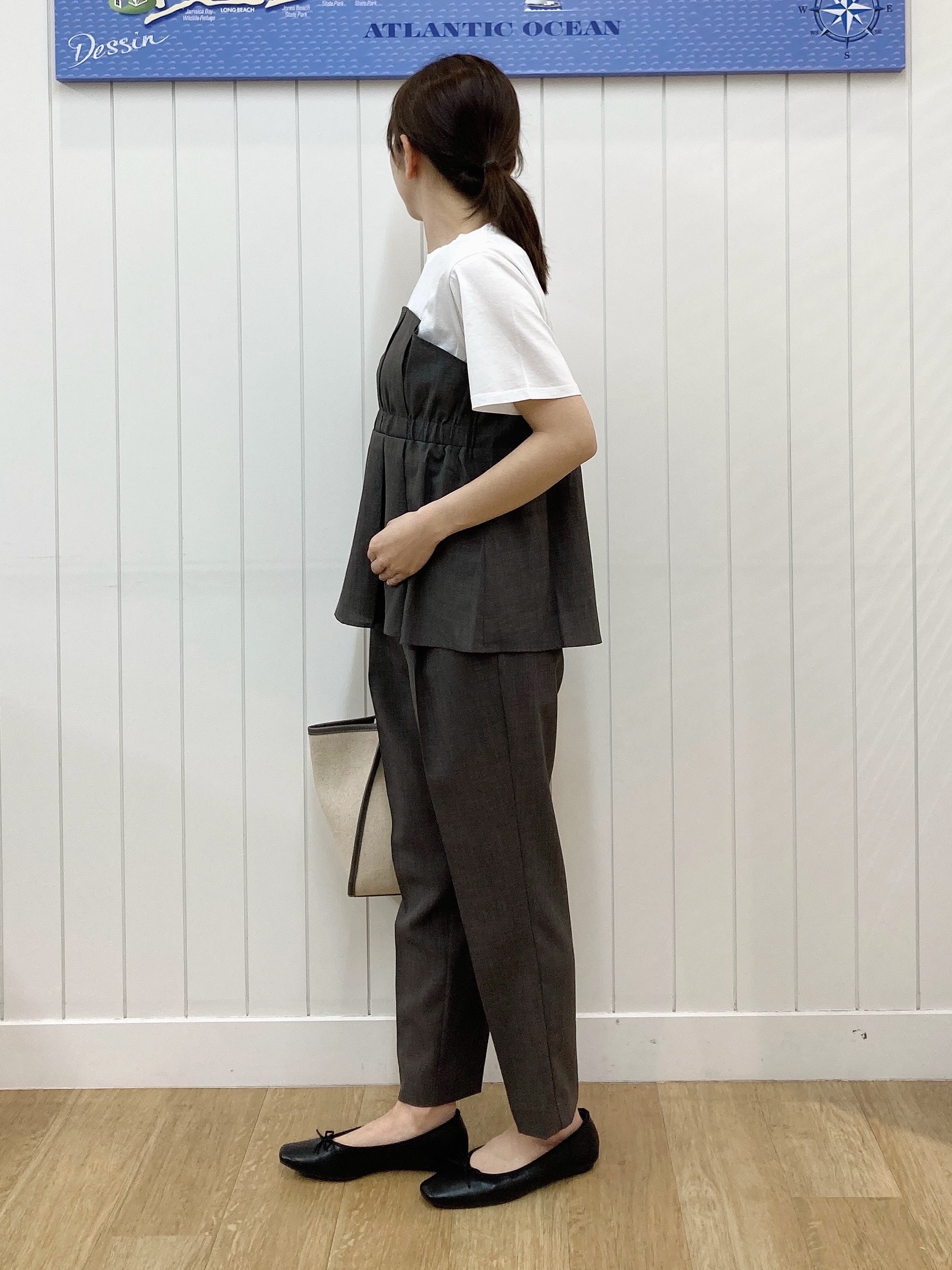 yoshiさんの「Dessin｜【セットアップ可/UVカット/洗える】ビスチェドッキングTシャツ」を使ったコーディネート