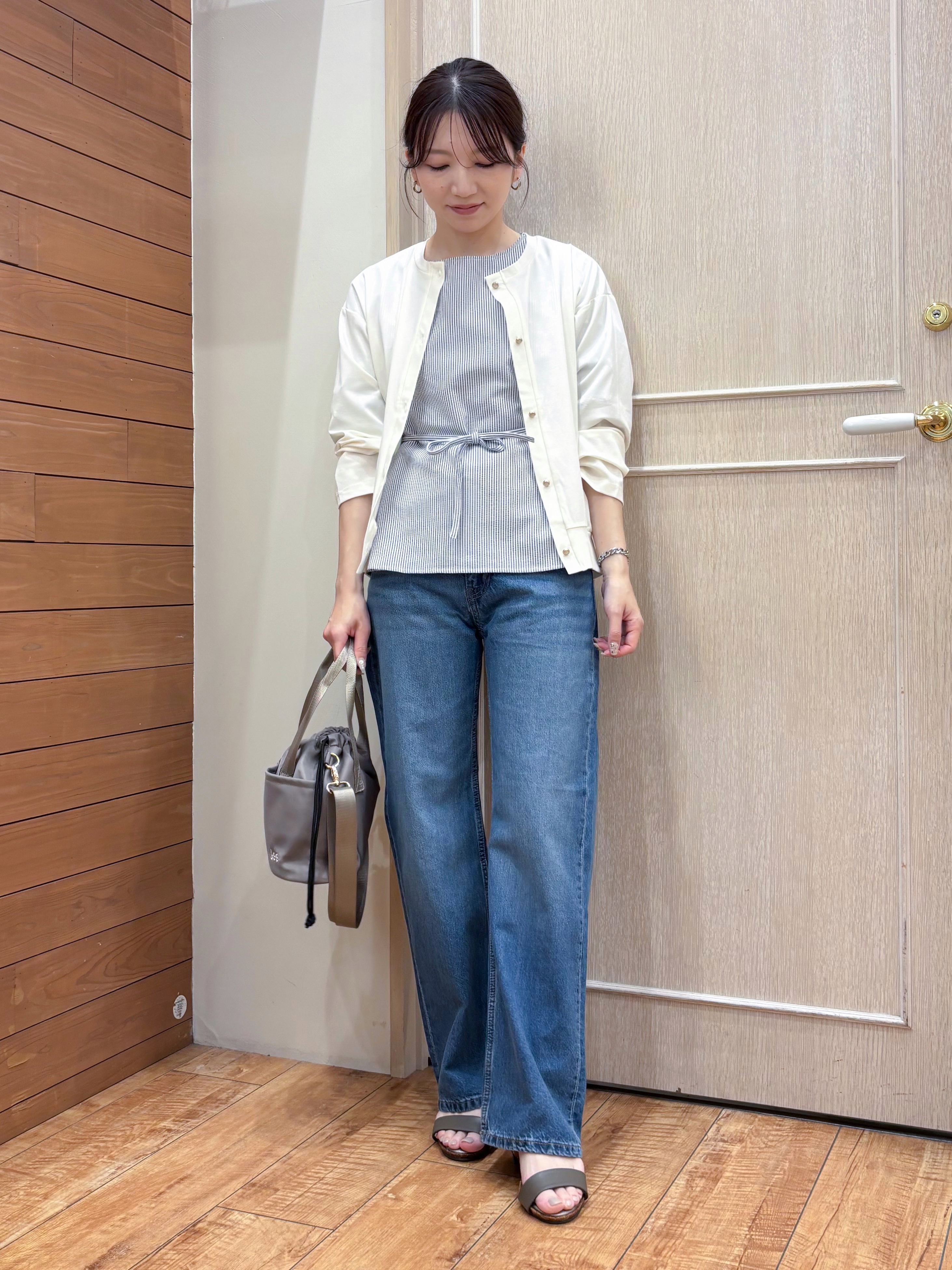 なみさんの「SHOO･LA･RUE｜【UV/S-LL】着ごこちなめらか カノコ編みカーディガン」を使ったコーディネート