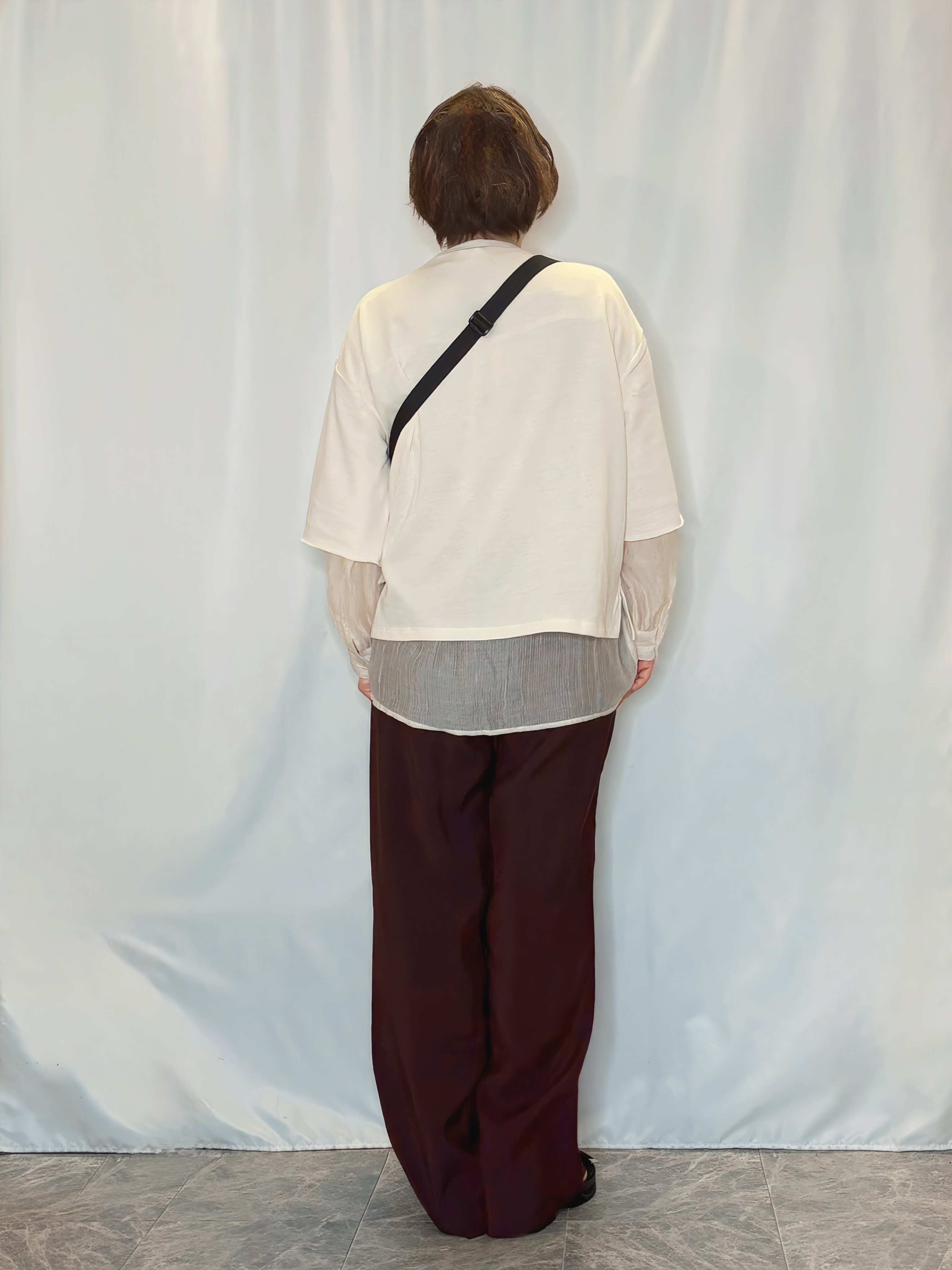 たみさんの「SHOO･LA･RUE｜【洗濯機可/S-LL/選べる6柄】切りっぱなしお袖がこなれカジュアル 5分袖シアーTシャツ」を使ったコーディネート
