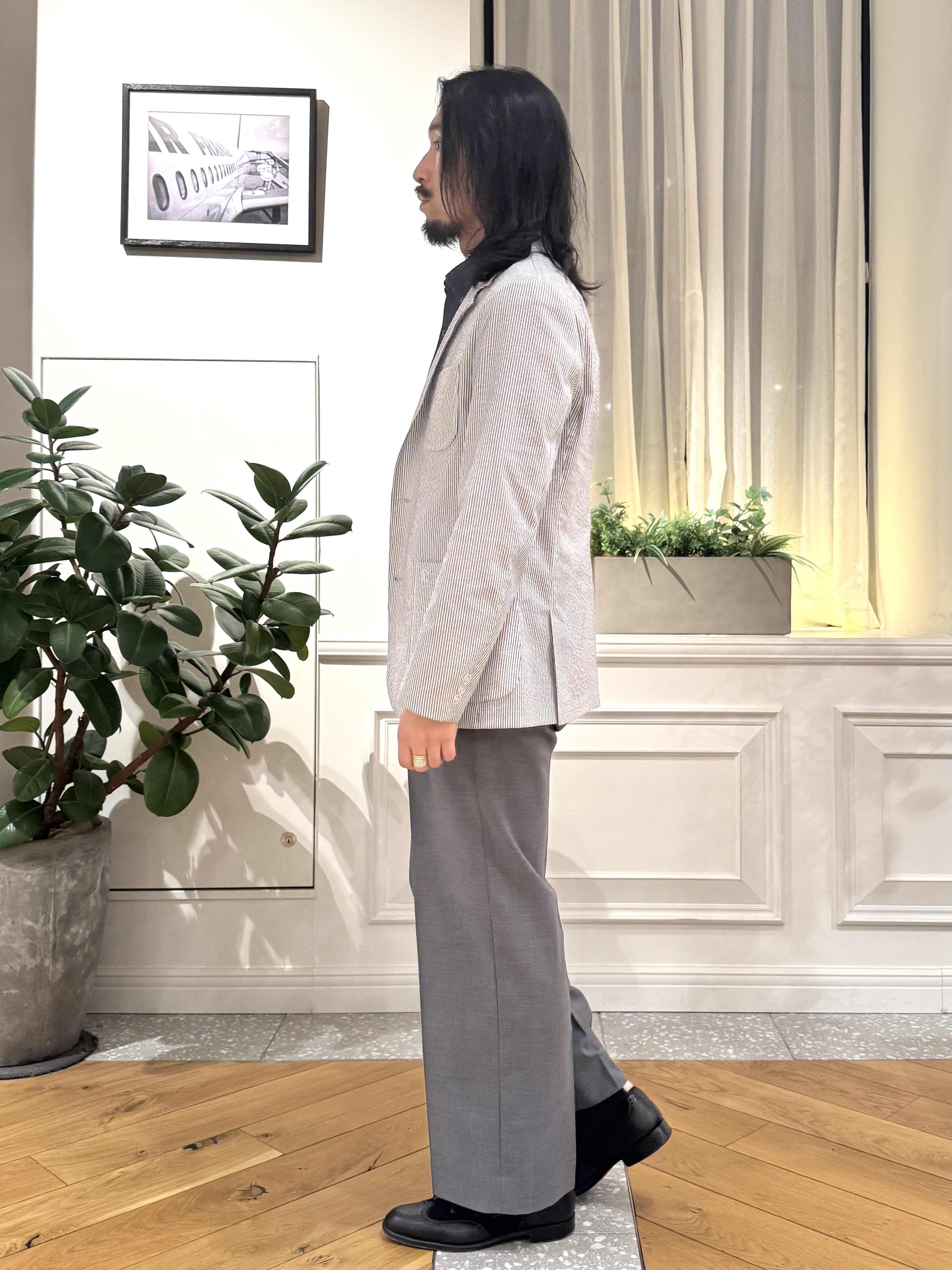 kawarataniさんの「DRESSTERIOR｜◆【吸湿速乾/セットアップ可/ウォッシャブル】COOLMAX シアサッカー サマージャケット」を使ったコーディネート